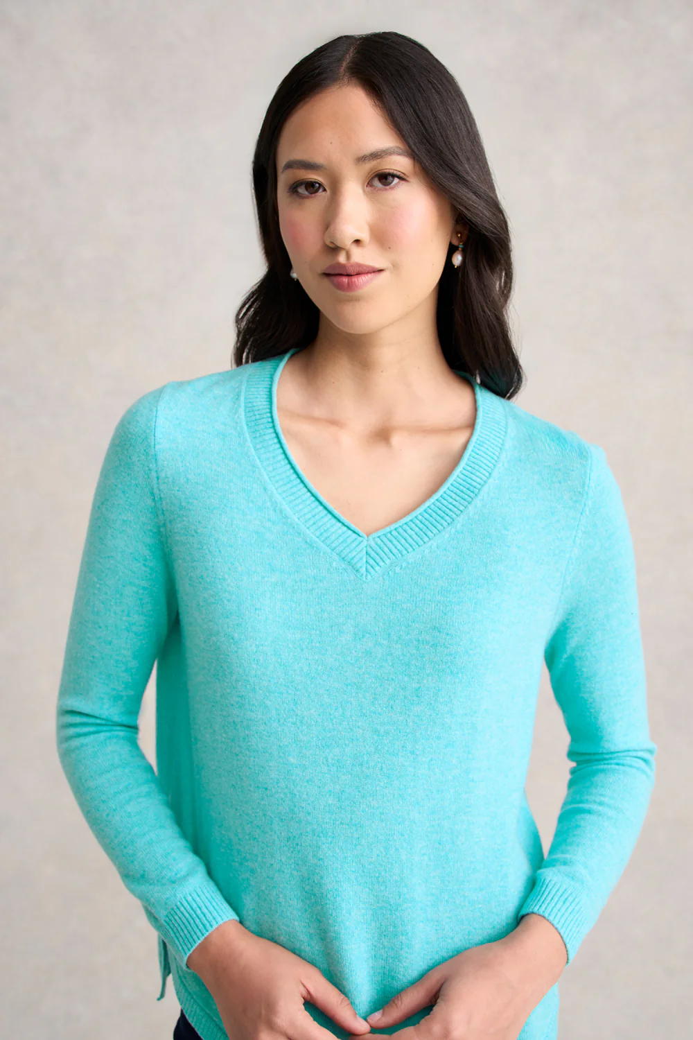 Merino V-Neck Jumper - Turquoise - Skullriy