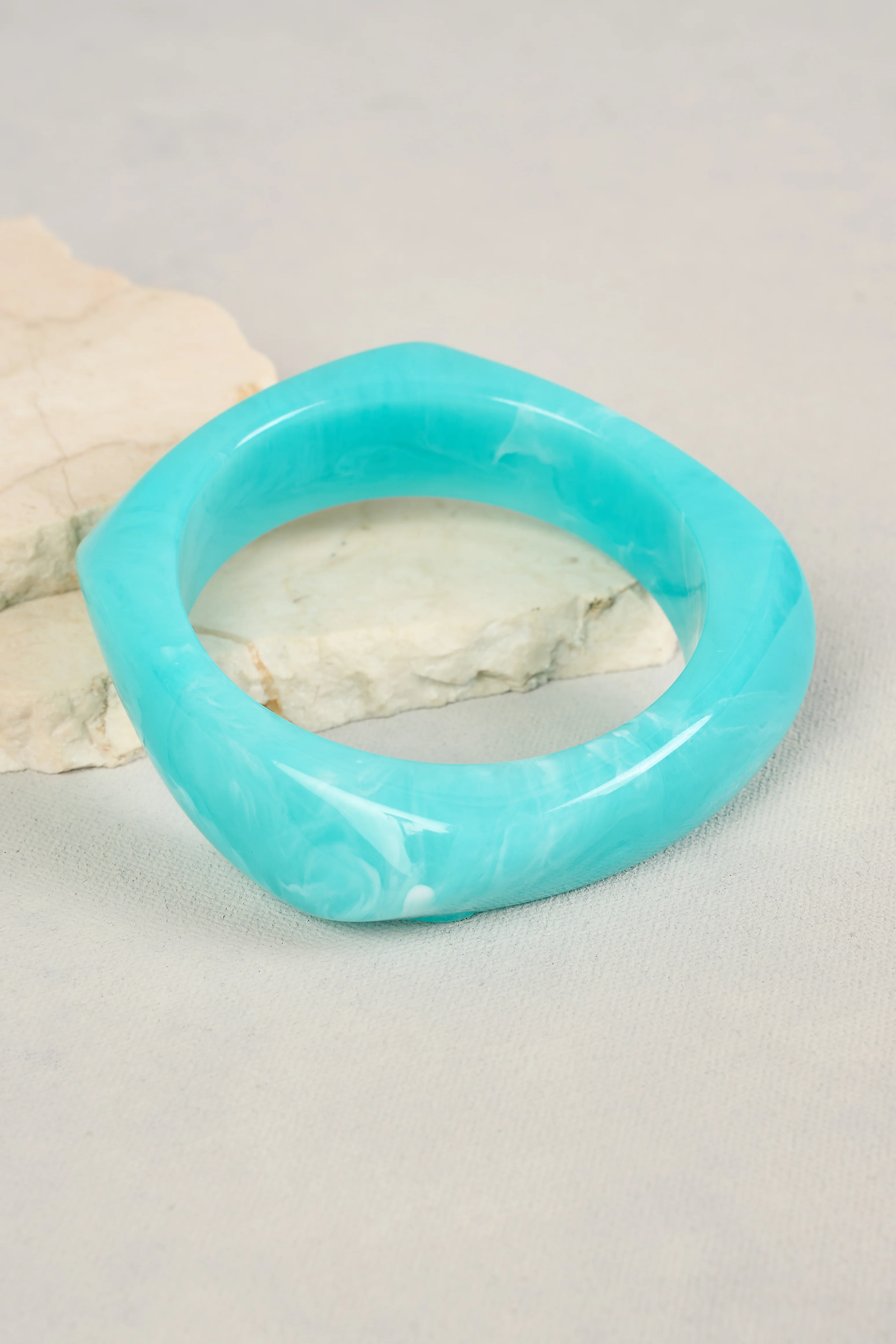 Marble Resin Bangle - Aquamarine - Skullriy