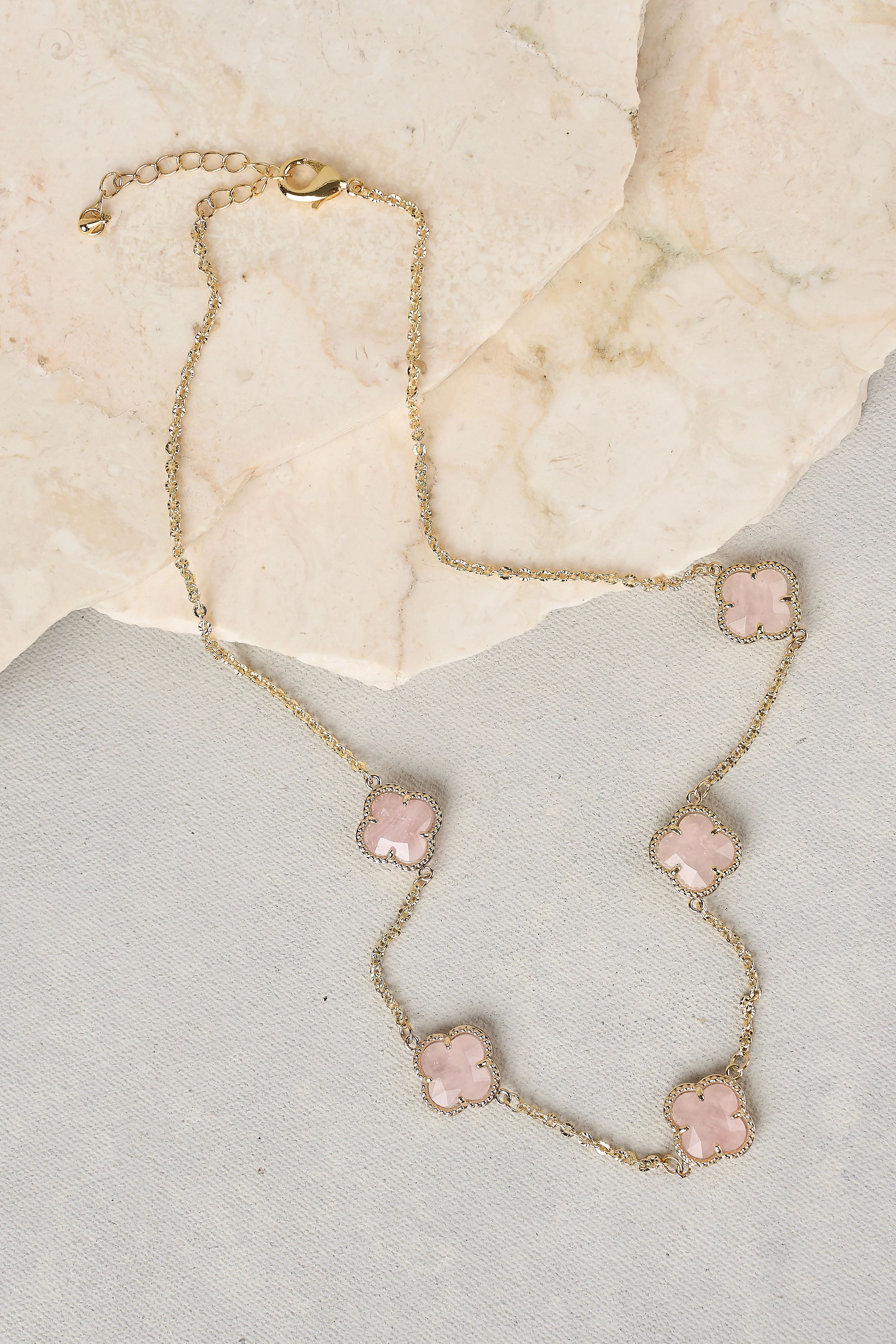 Rose Clover Necklace - Pink - Skullriy