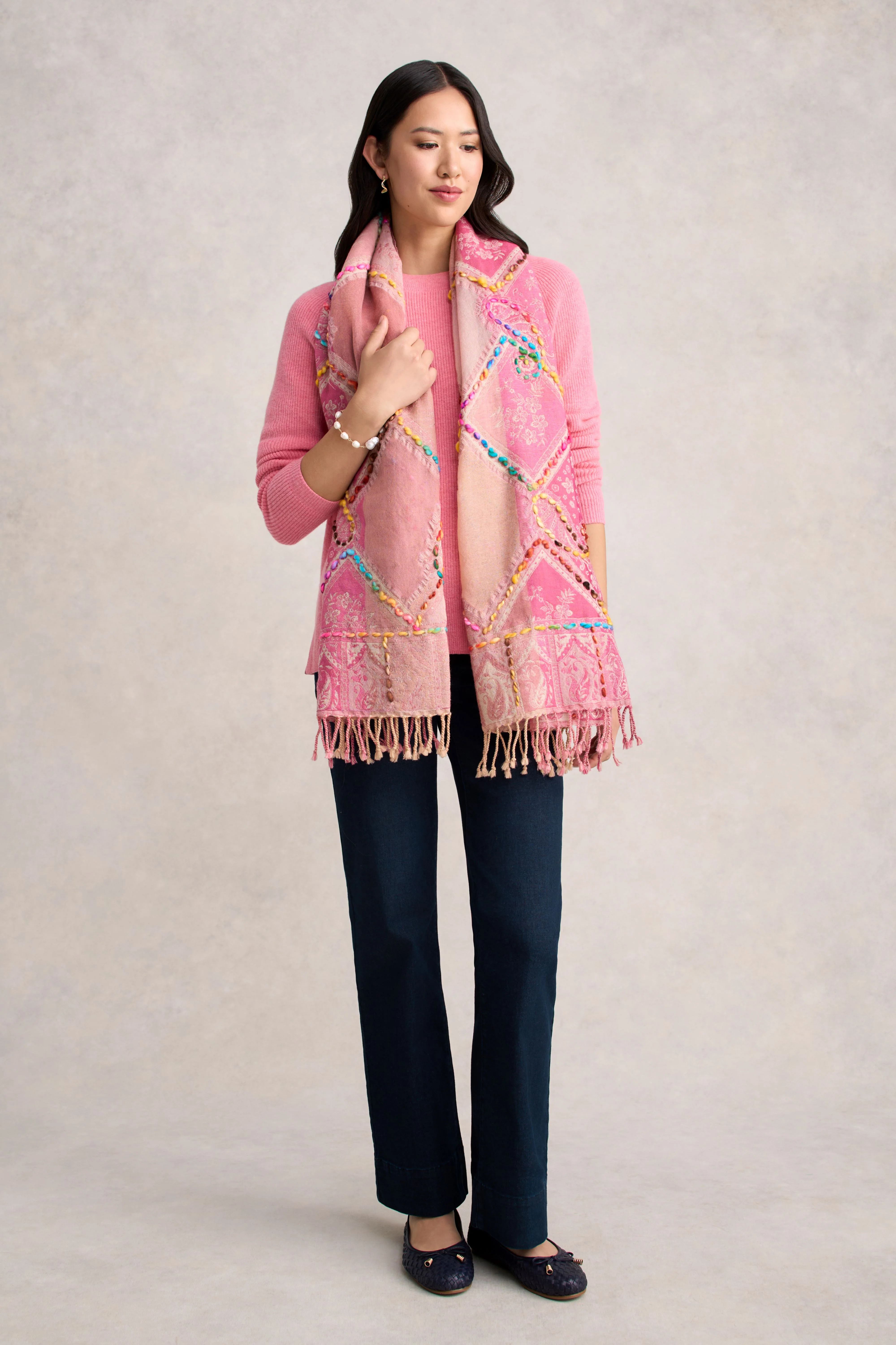 Wool Rib Knit - Pink White Marle - Skullriy