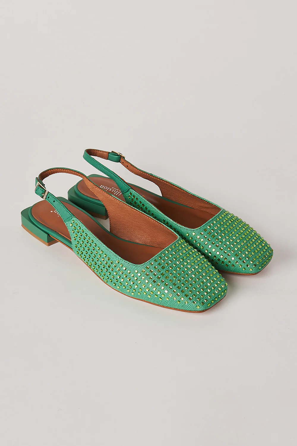 Margaux Rhinestone Flat - Green - Skullriy