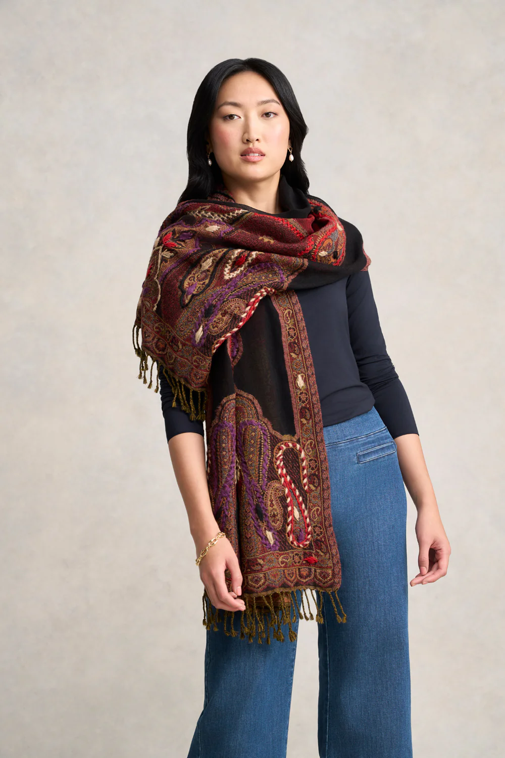 Paisley Swirls Wool Scarf - Multicolour - Skullriy