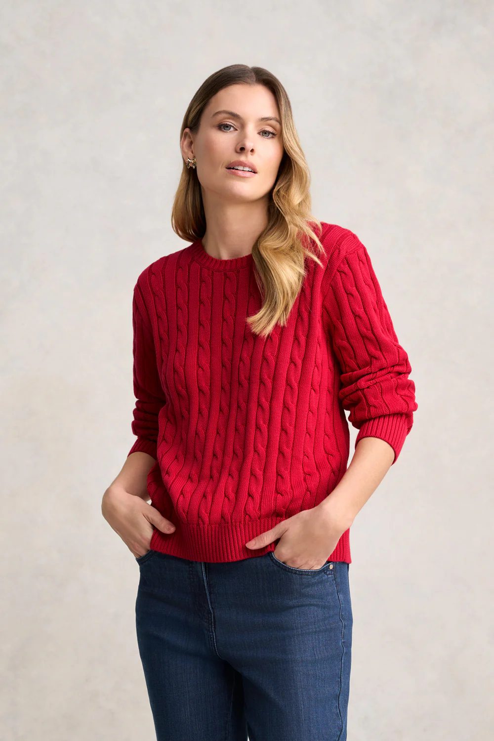 Long Sleeve Cable Knit - Rouge - Skullriy