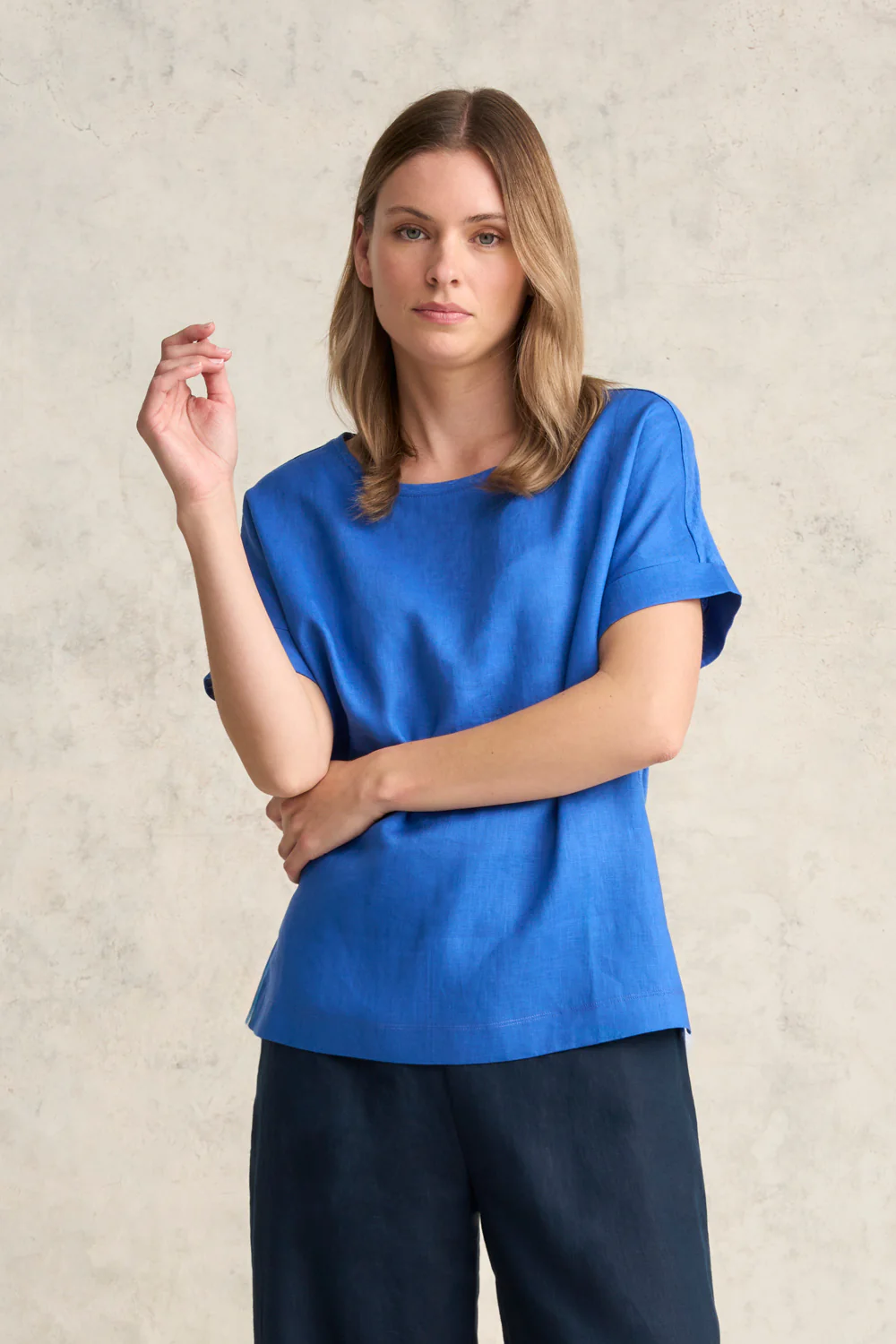 Linen Mix Top - Indigo Blue - Skullriy
