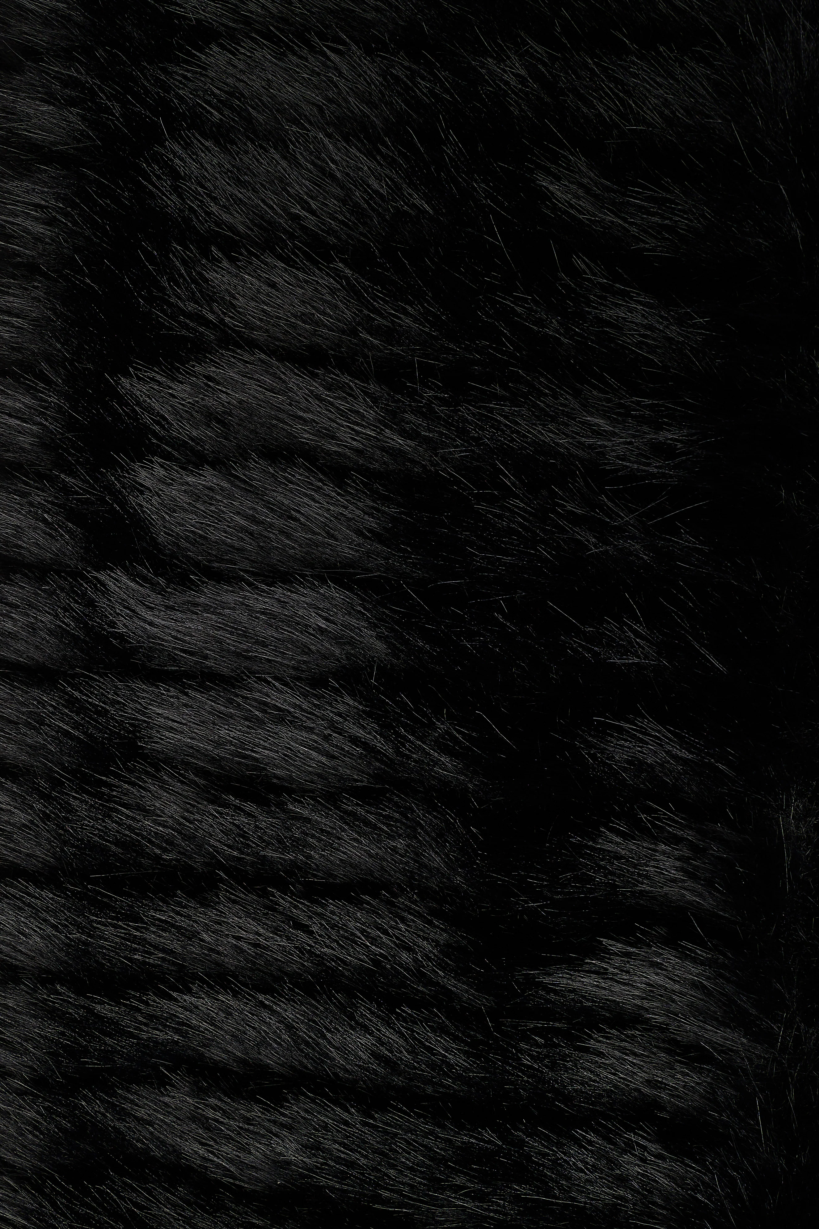 Stripe Faux Fur Collar - Black - Skullriy