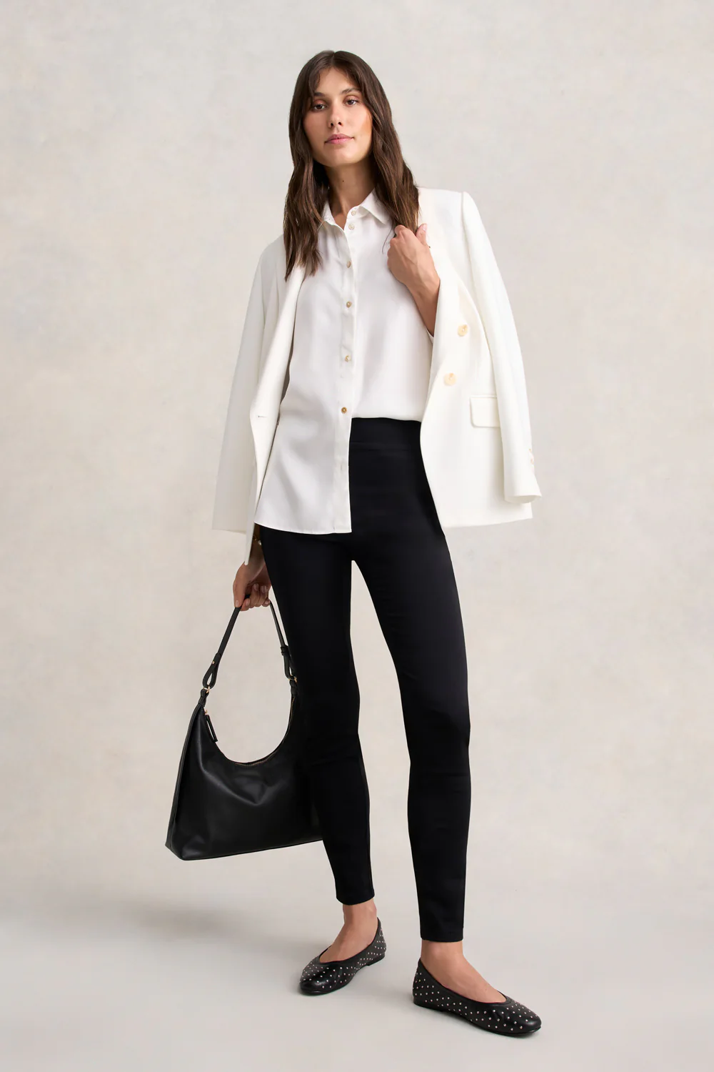 Zip Detail Slim Leg Pant - Jet Black - Skullriy