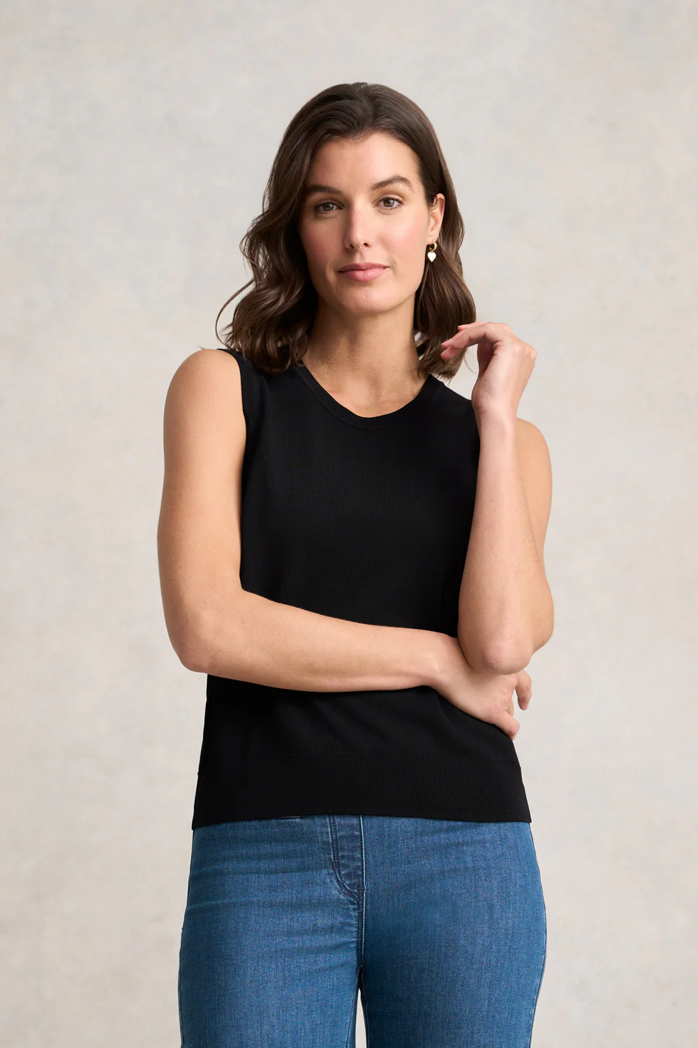 Sleeveless Knit Top  C Black - Skullriy