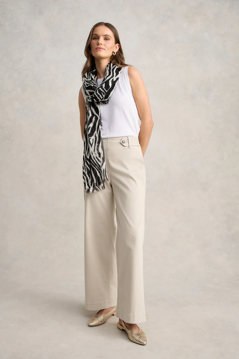Wide Leg Jeans - Taupe - Skullriy