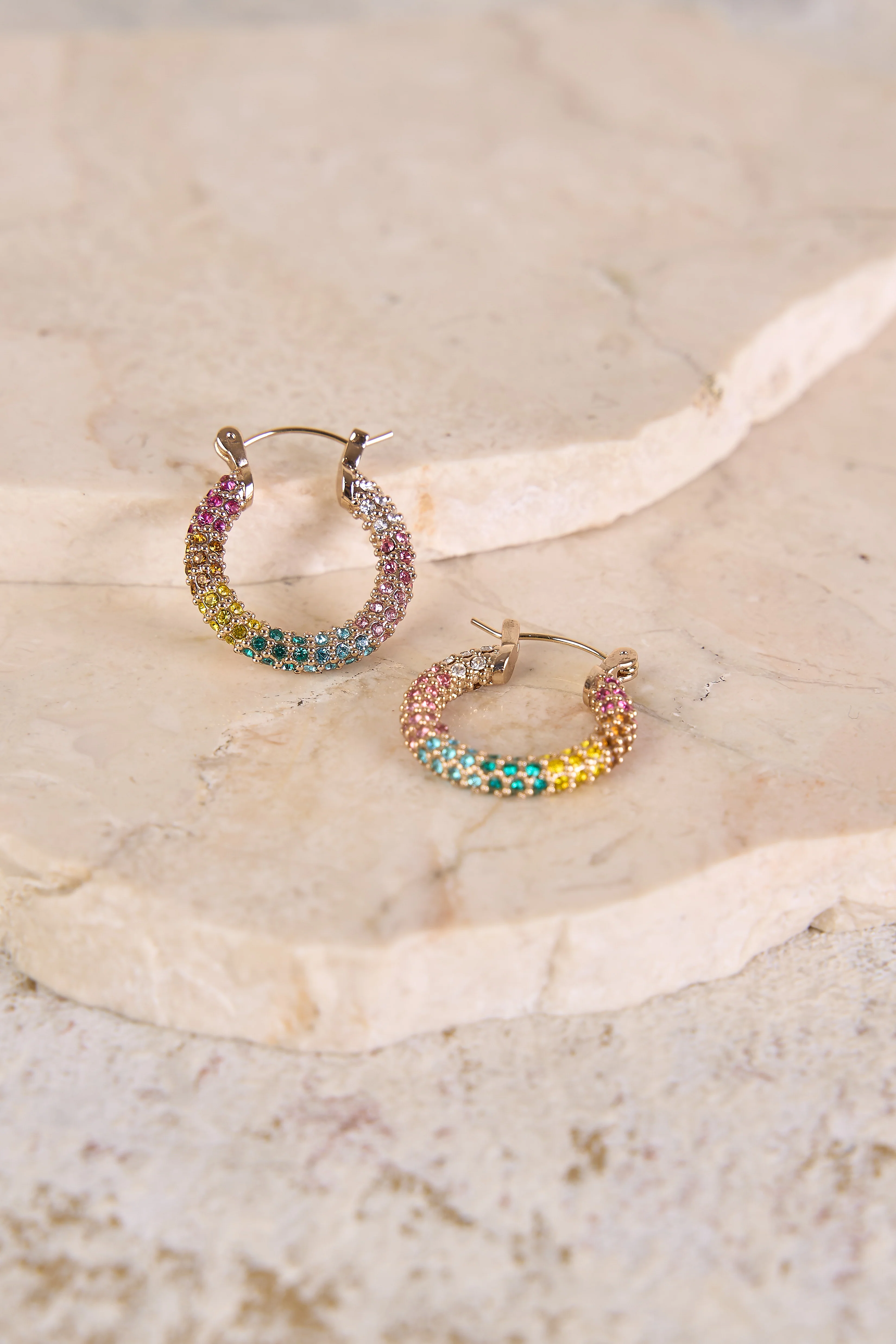 Rainbow Hoop Earrings - Multi - Skullriy