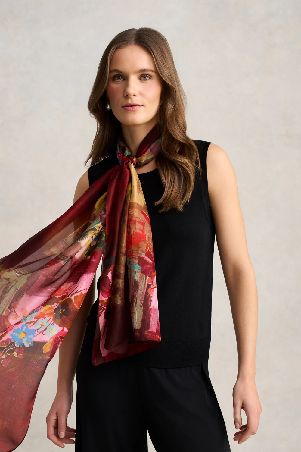 Spring Floral Scene Scarf  C Multicolour - Skullriy