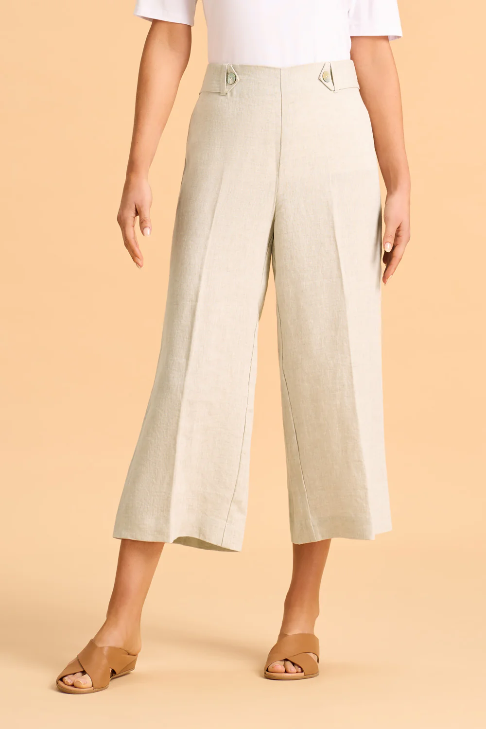 Waist Tab Linen Culotte - Natural Cross Dye - Skullriy