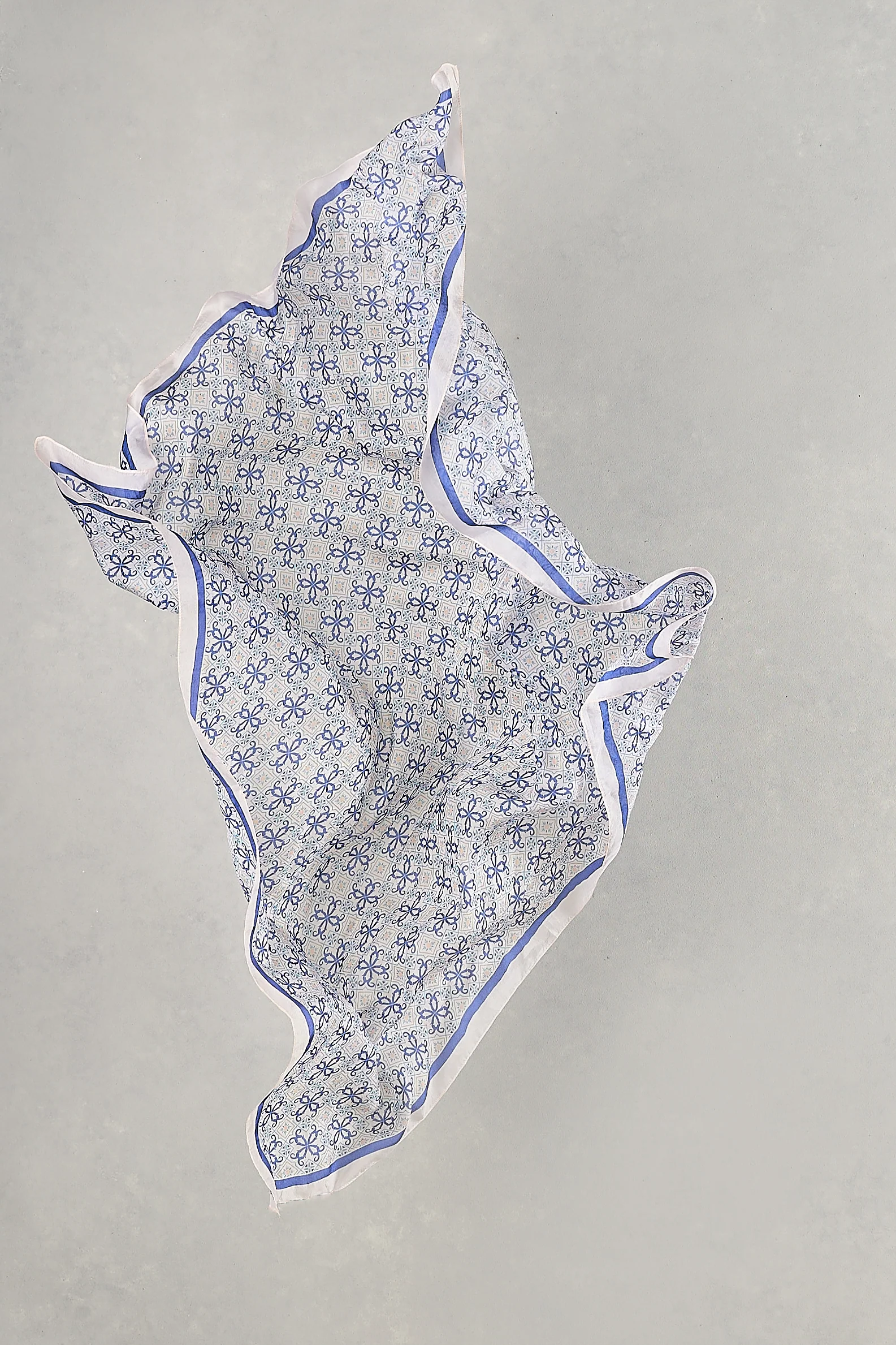 Tile Print Square Scarf  C Blue - Skullriy