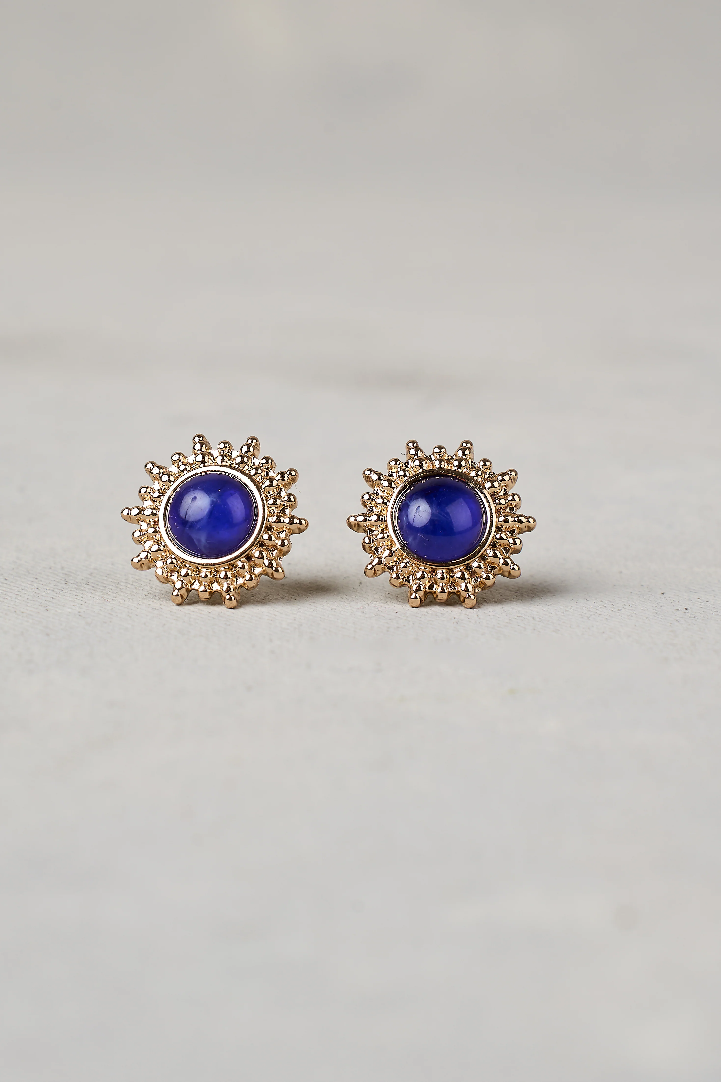 Stone Stud Sun Earrings - Navy - Skullriy