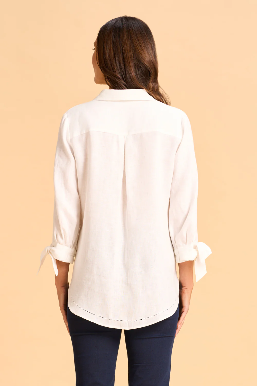 Tie Sleeve Linen Shirt - White - Skullriy