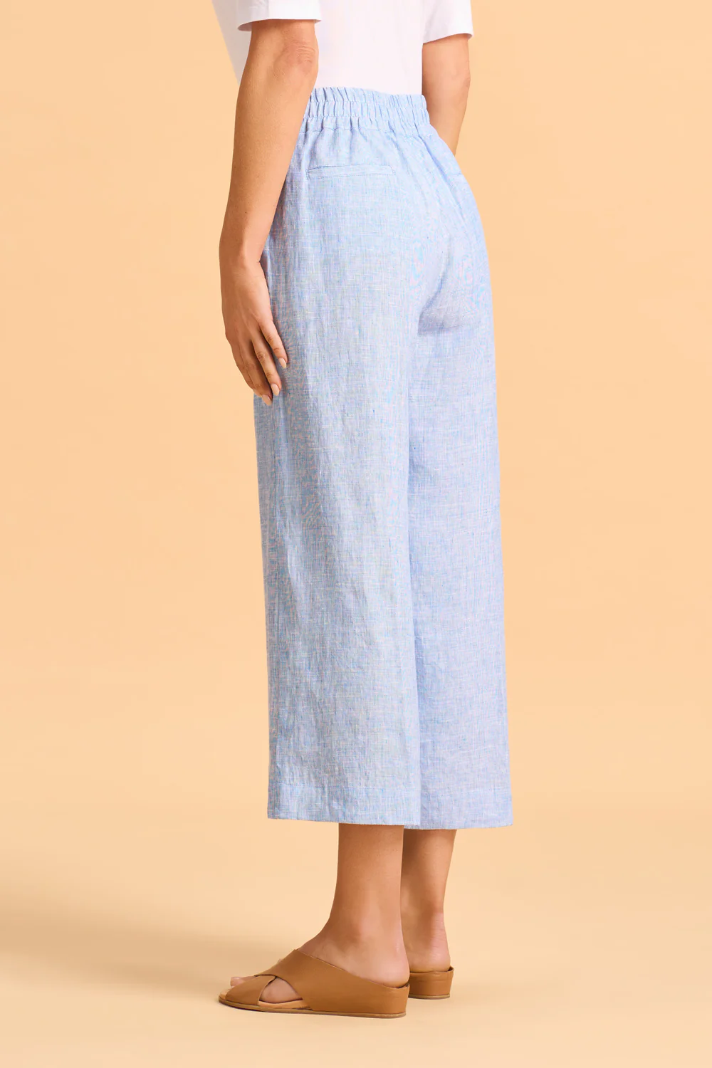 Waist Tab Linen Culotte - Chambray Cross Dye - Skullriy