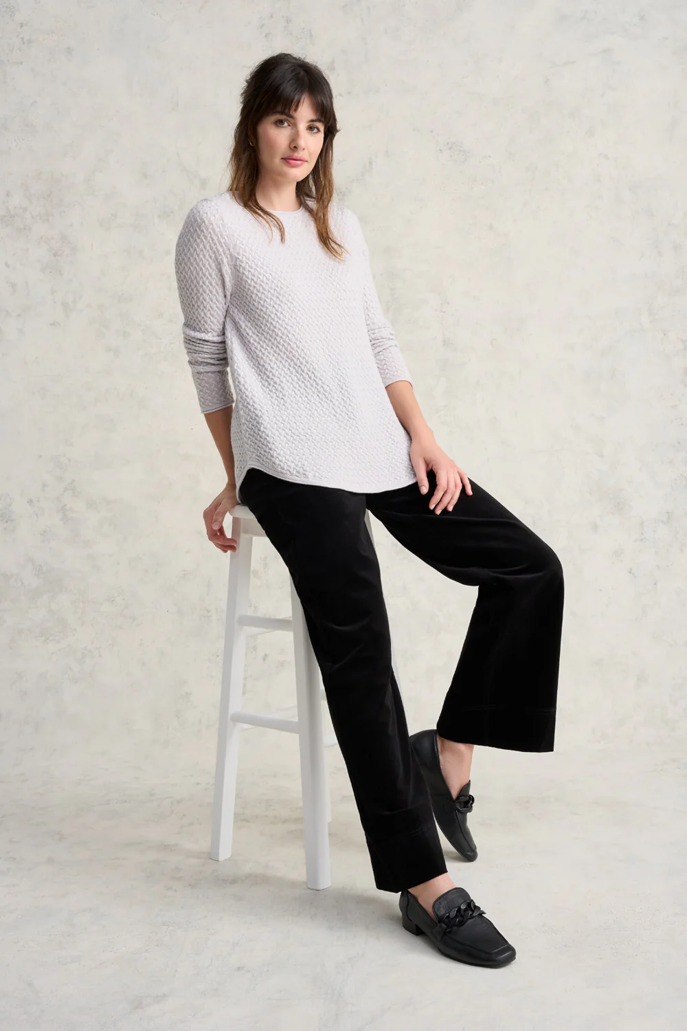 Wool Textured Jumper - Silver Grey - Skullriy