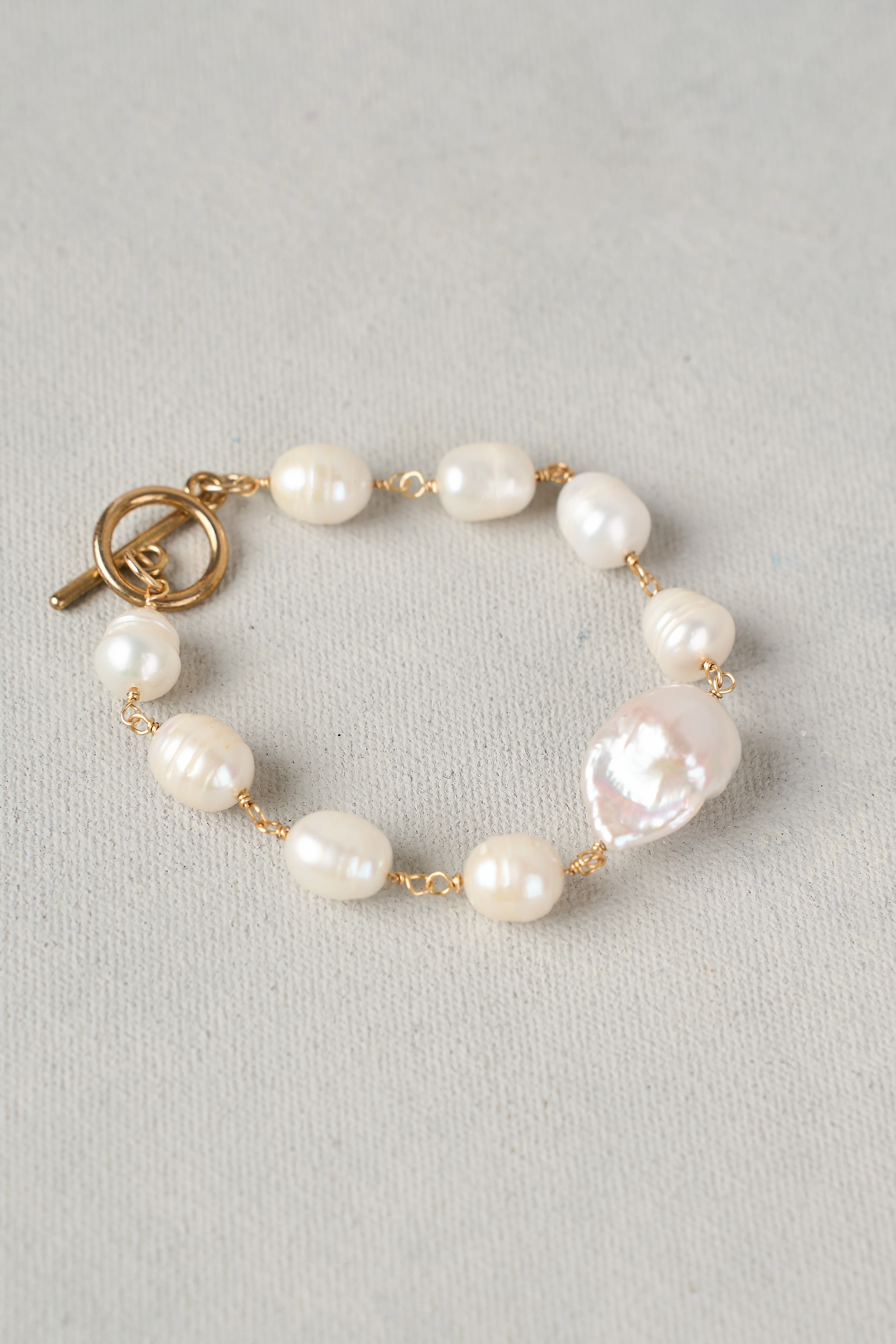Pearl & Chain Bracelet - White - Skullriy