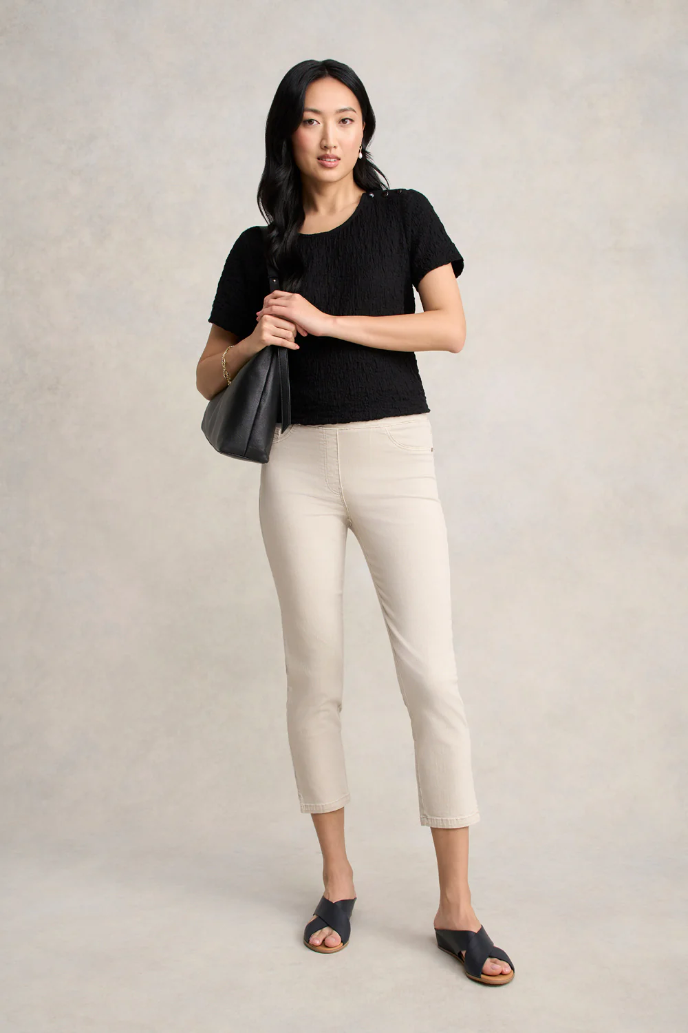 Crinkle Cotton T-Shirt - Black - Skullriy