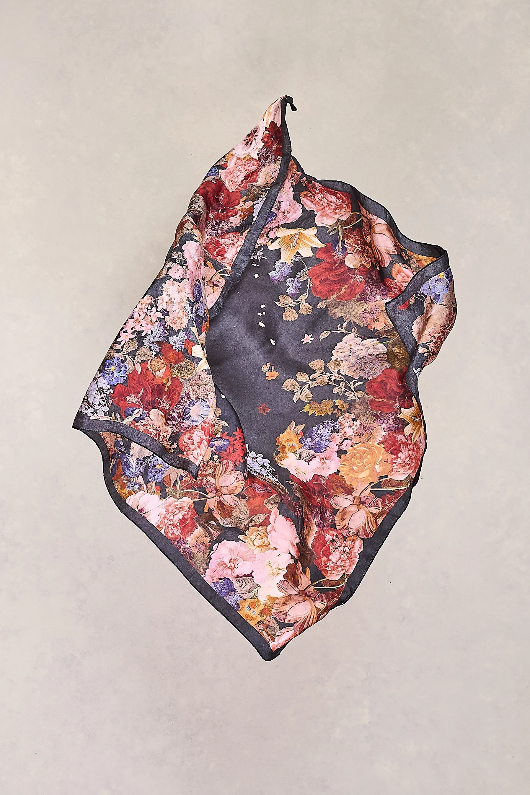 Midnight Floral Silk Scarf - Multicolour - Skullriy