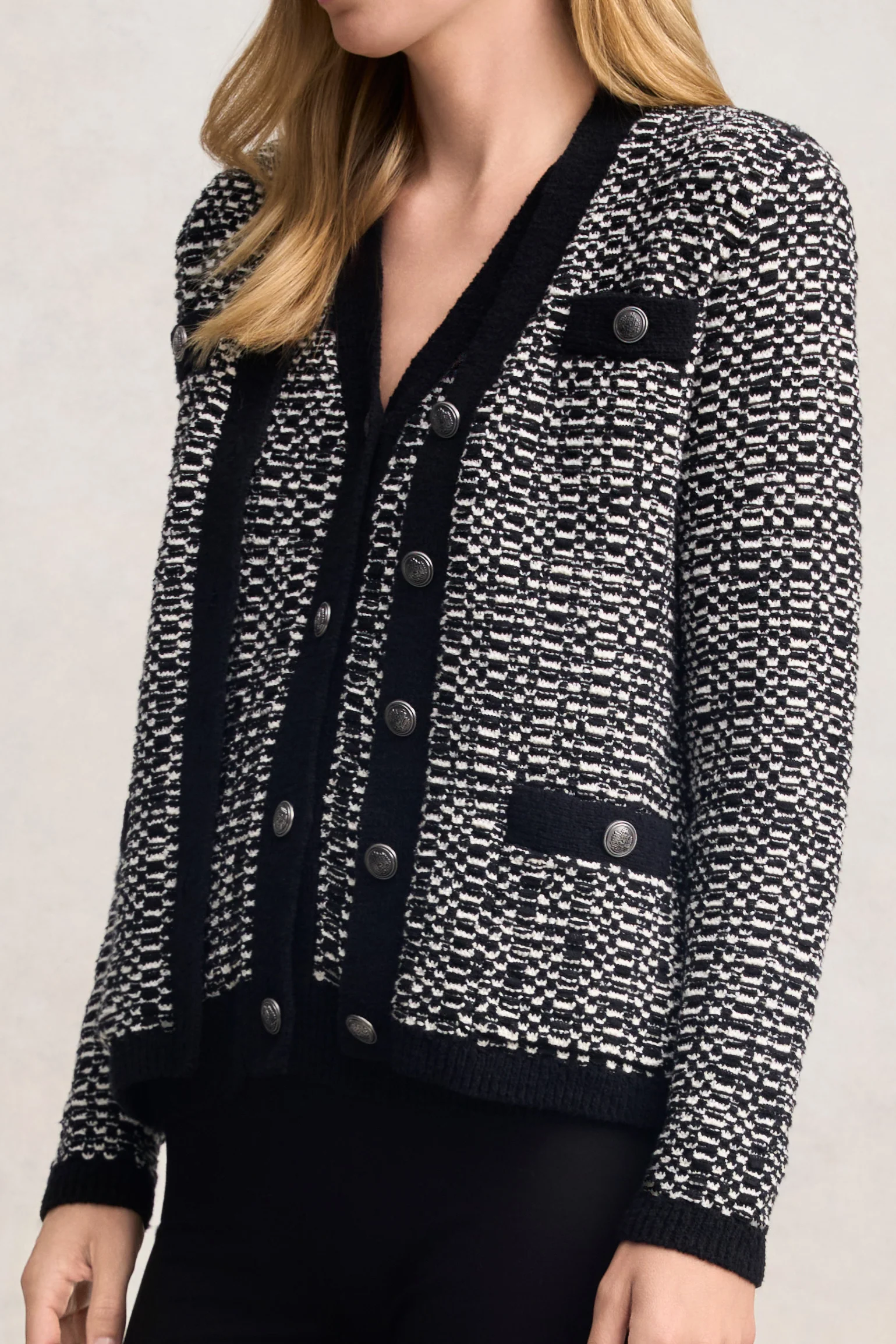 Tape Yarn Cardigan - Black Multi - Skullriy