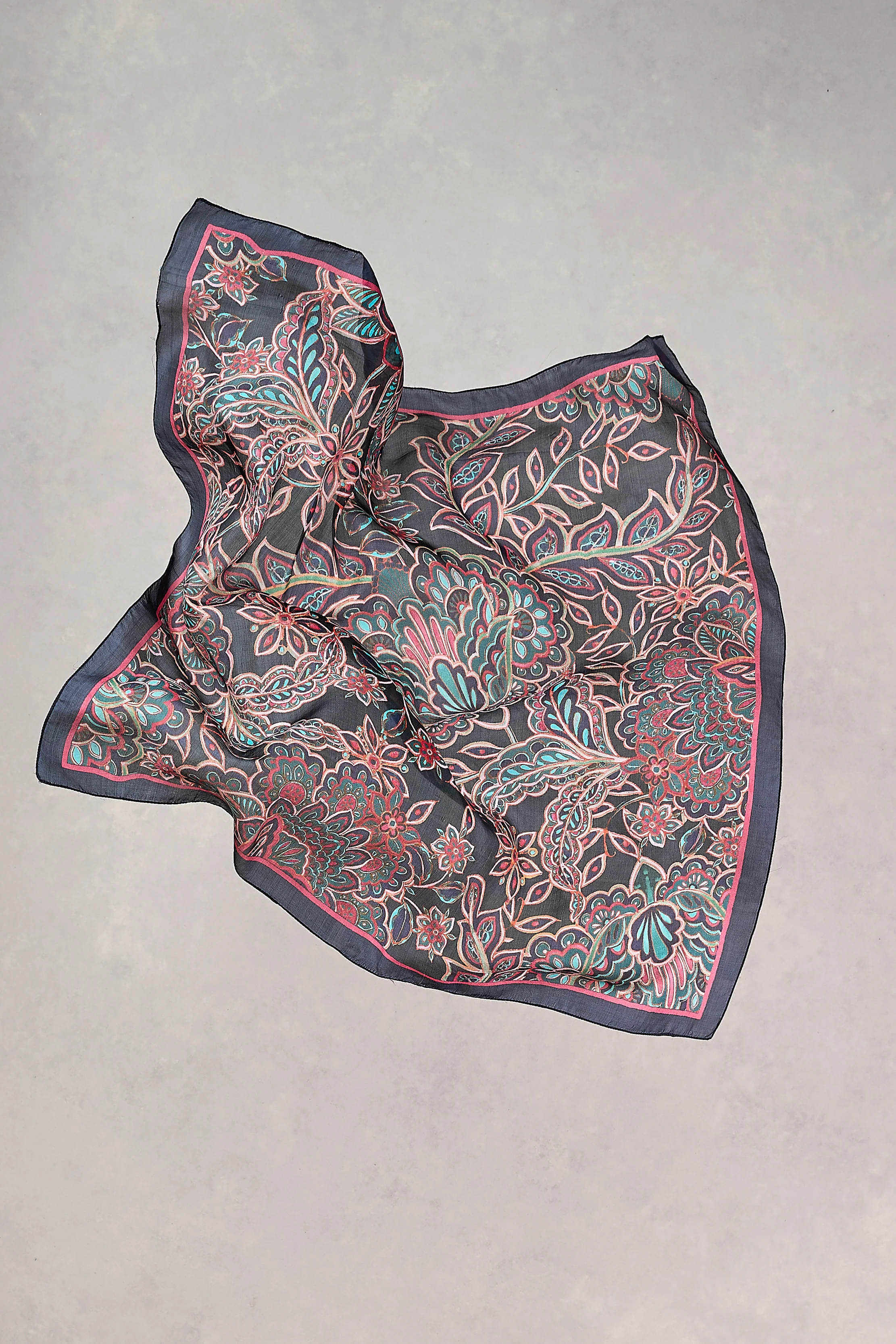 Paisley Floral Silk Scarf - Skullriy