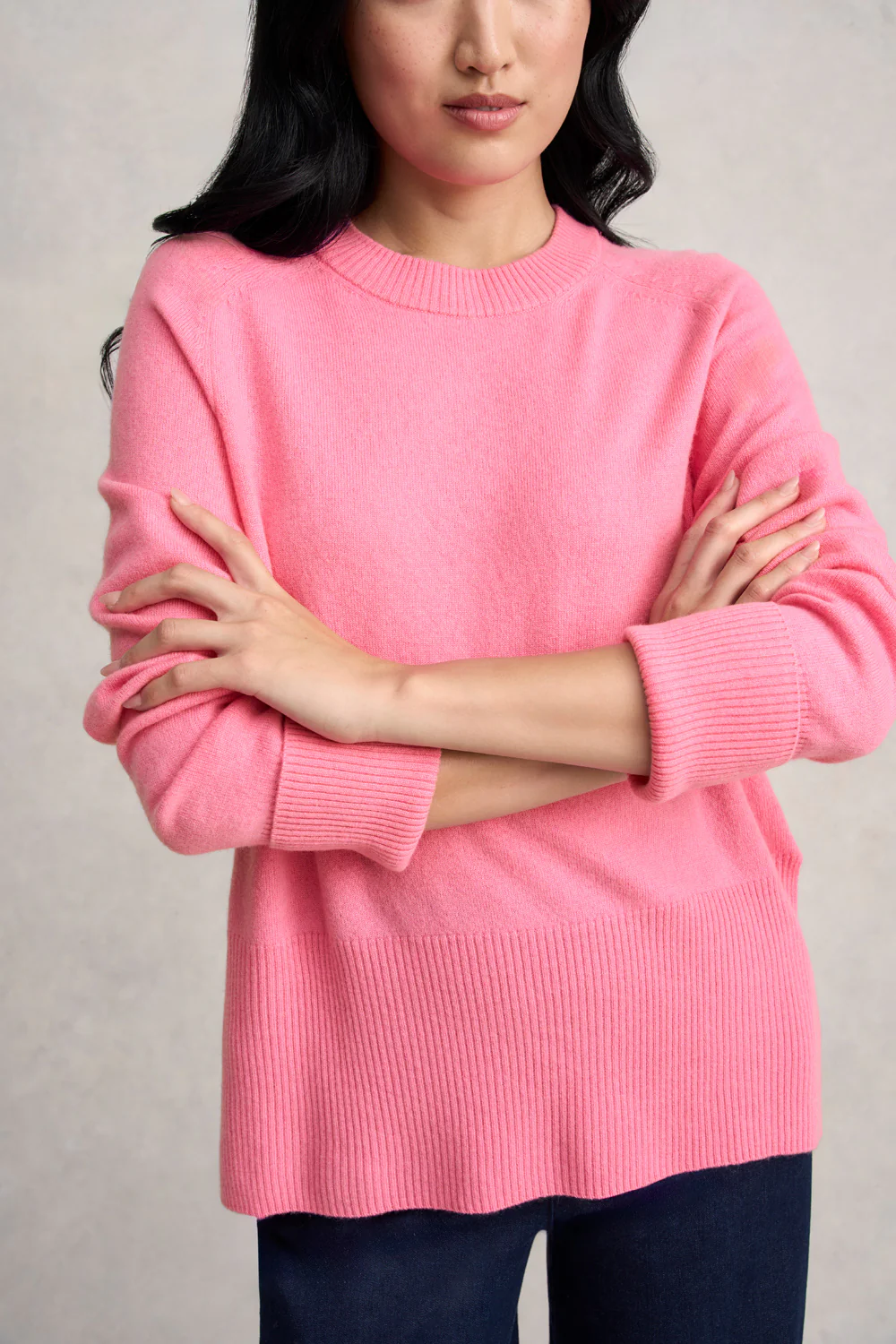 Side Split Merino Wool Jumper - Amaranth Pink - Skullriy