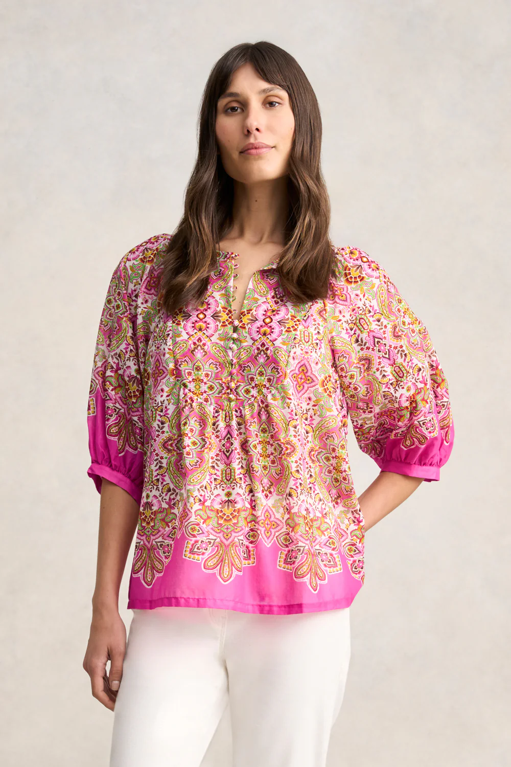 Cotton Blouse - Moroccan Tile Print - Skullriy