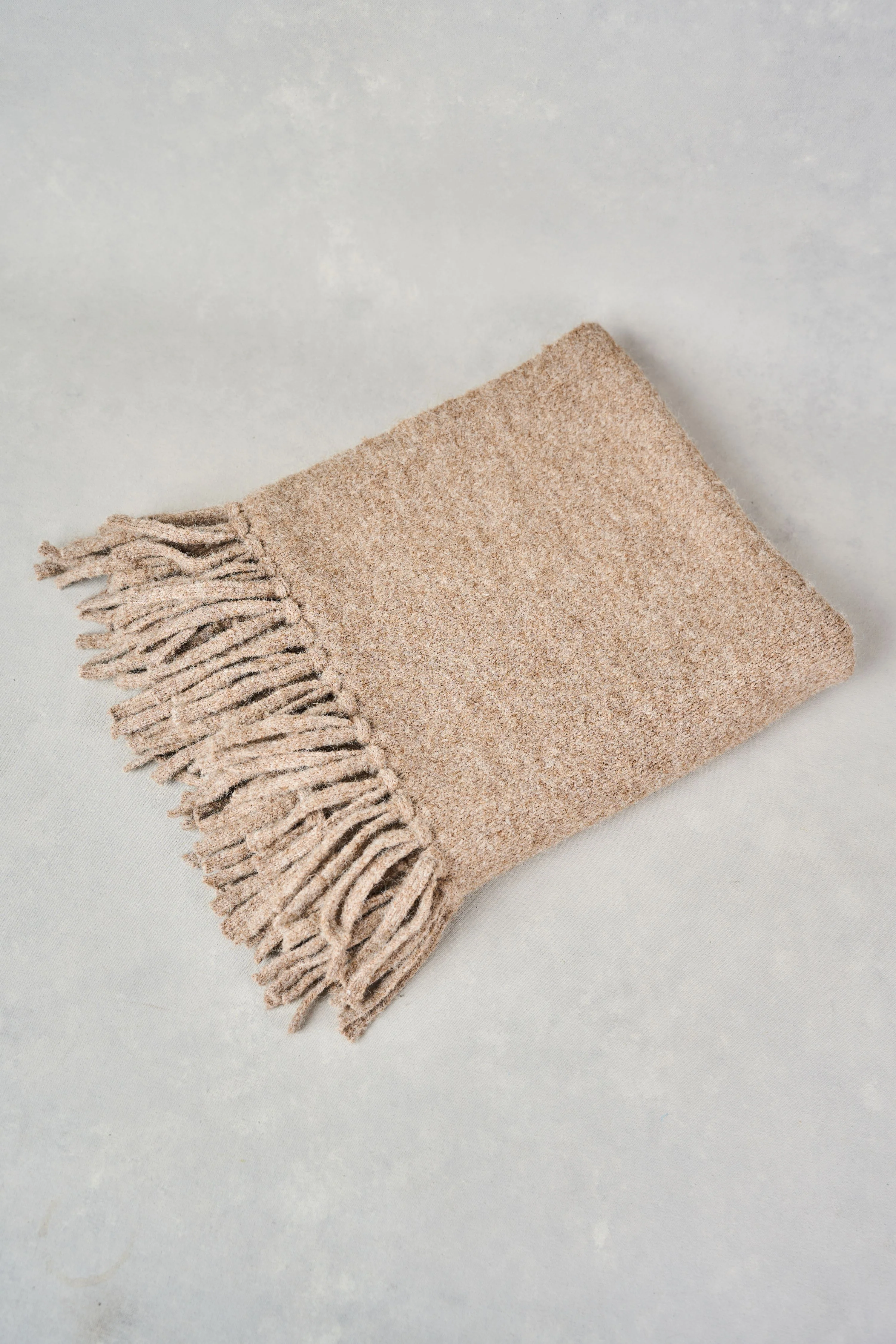 Wool Blend Tassel Trim Poncho - Taupe Marle - Skullriy