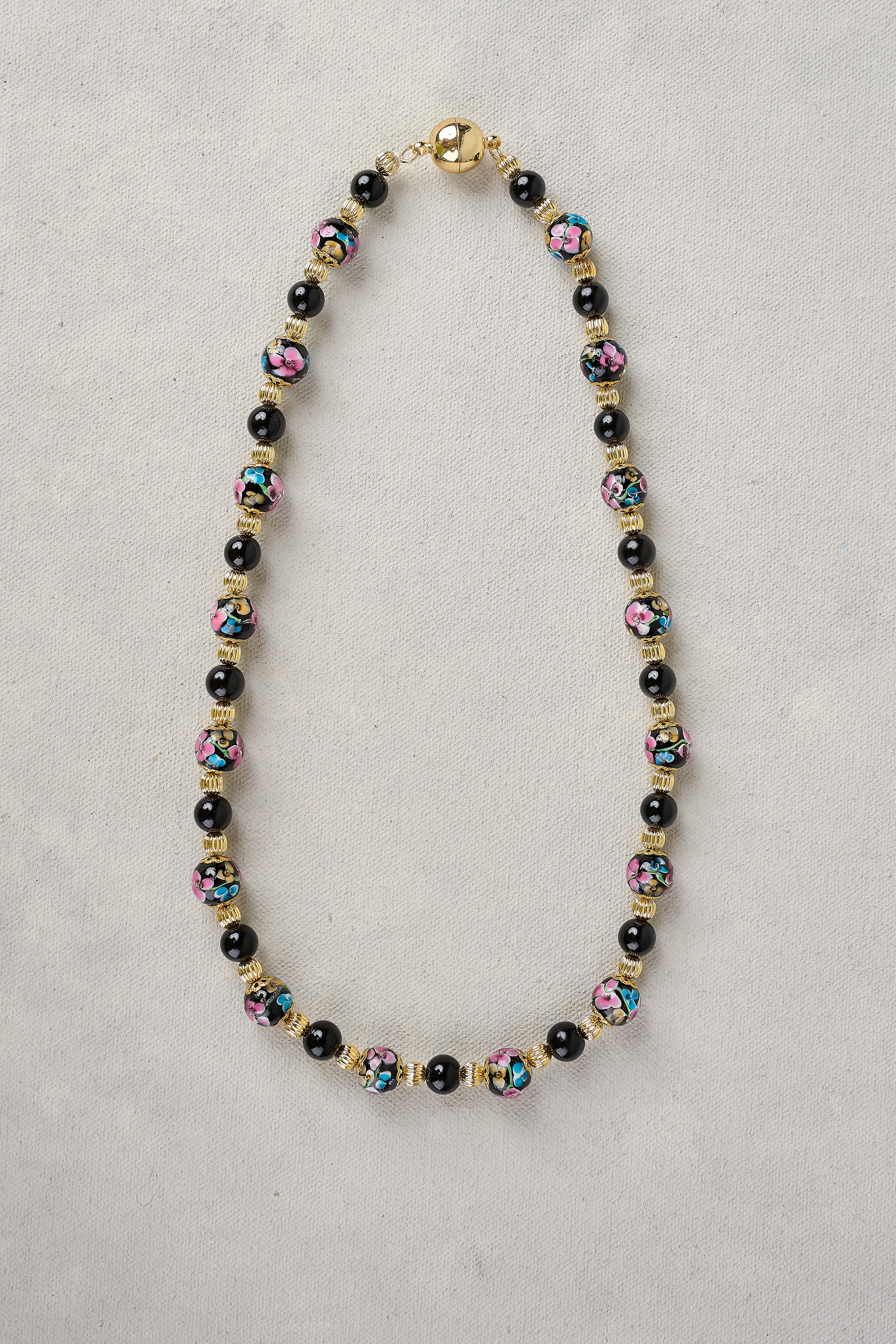 Harper Glass Bead Necklace - Multi - Skullriy