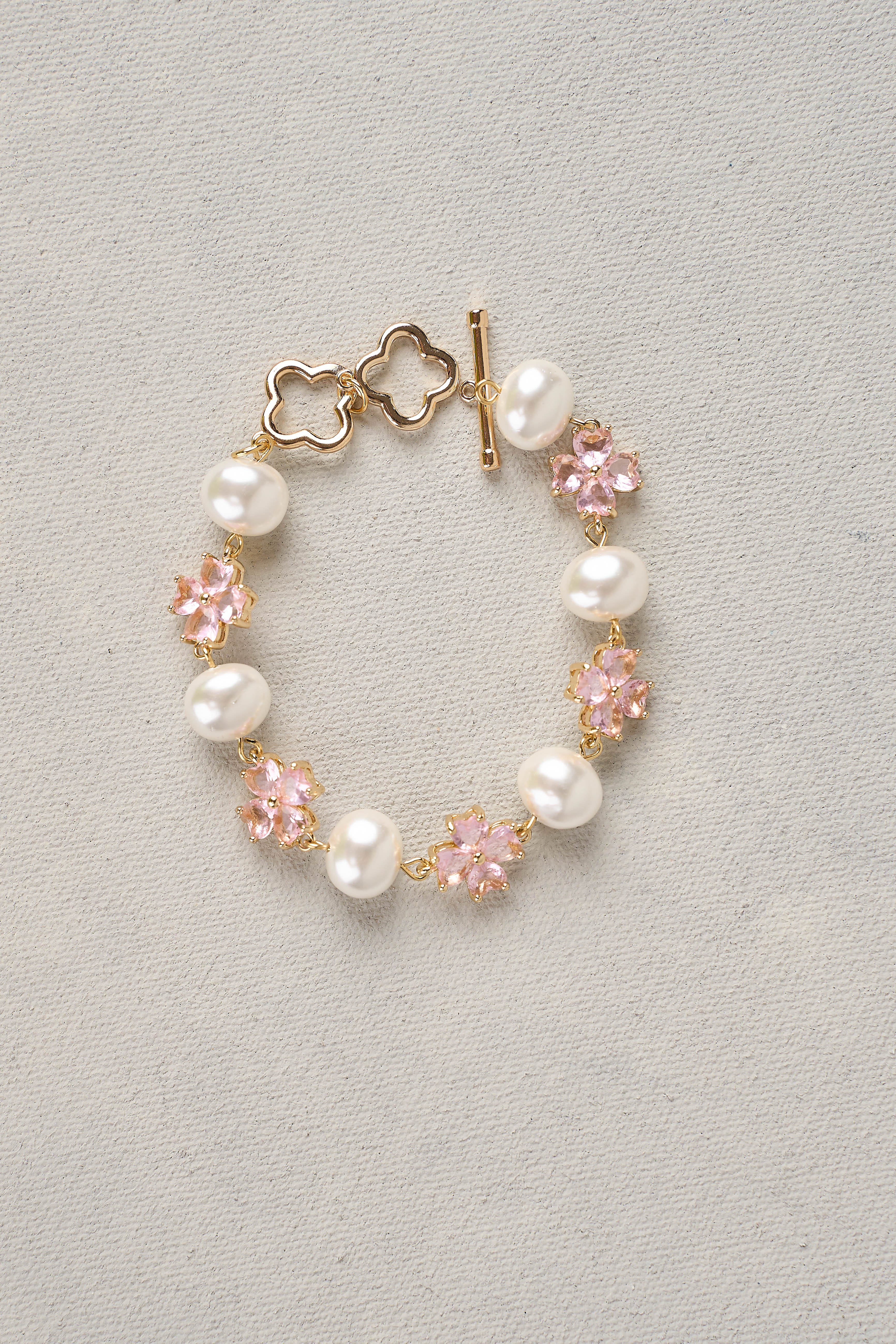 Glass Crystal Bracelet - Pink - Skullriy