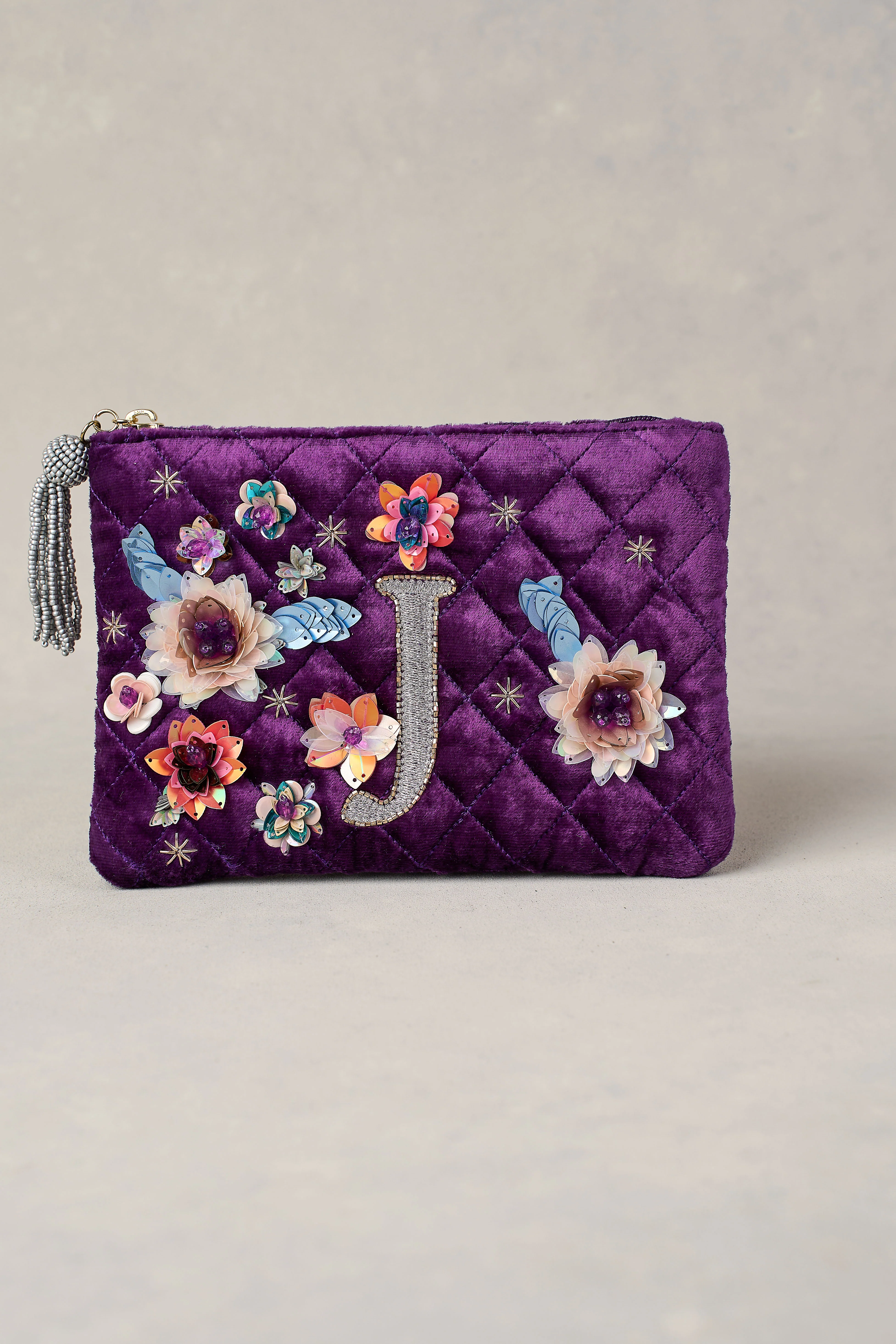J Monogram Cosmetic Bag - Purple - Skullriy