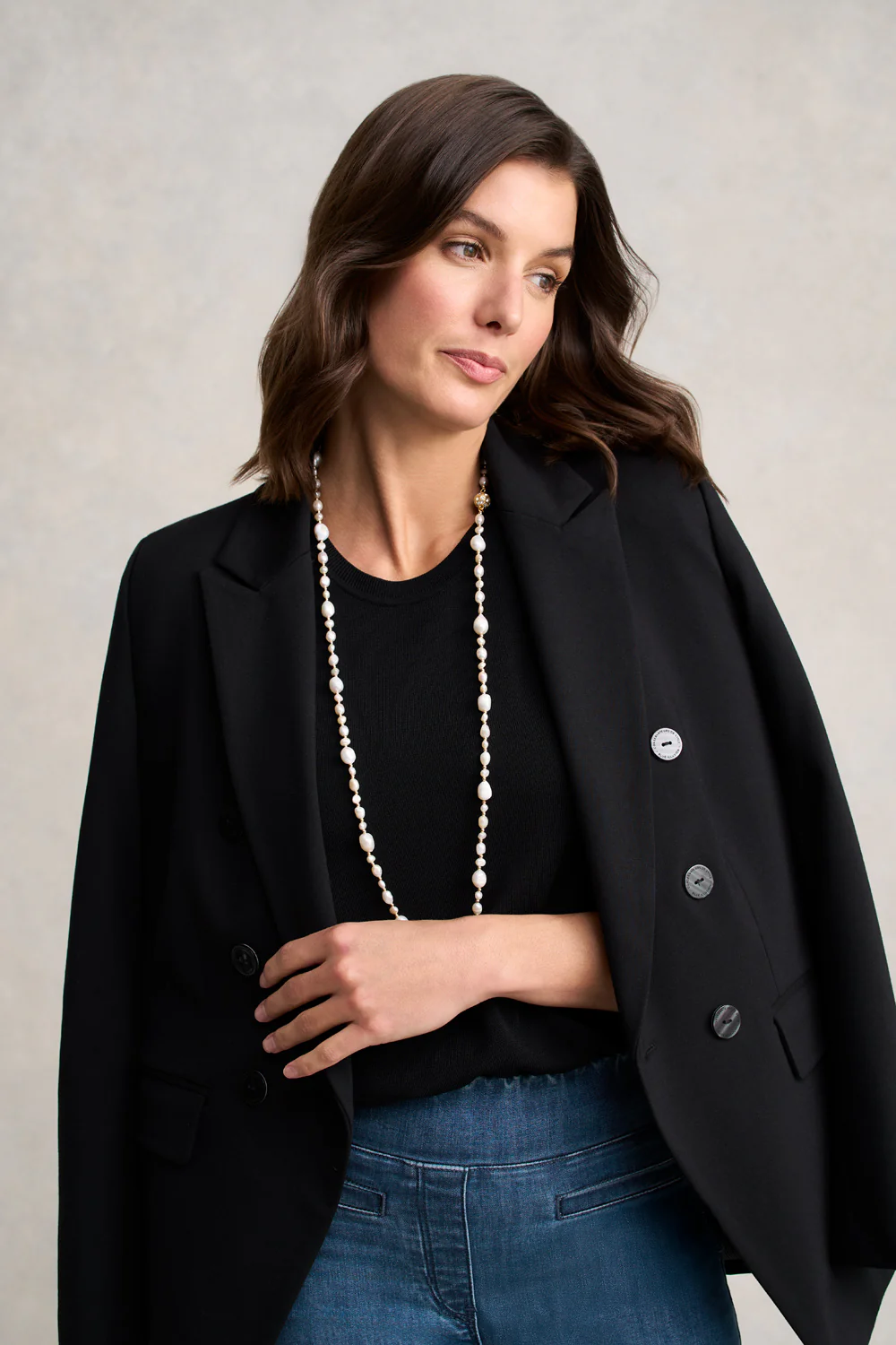 Long Pearl Necklace  C Cream - Skullriy