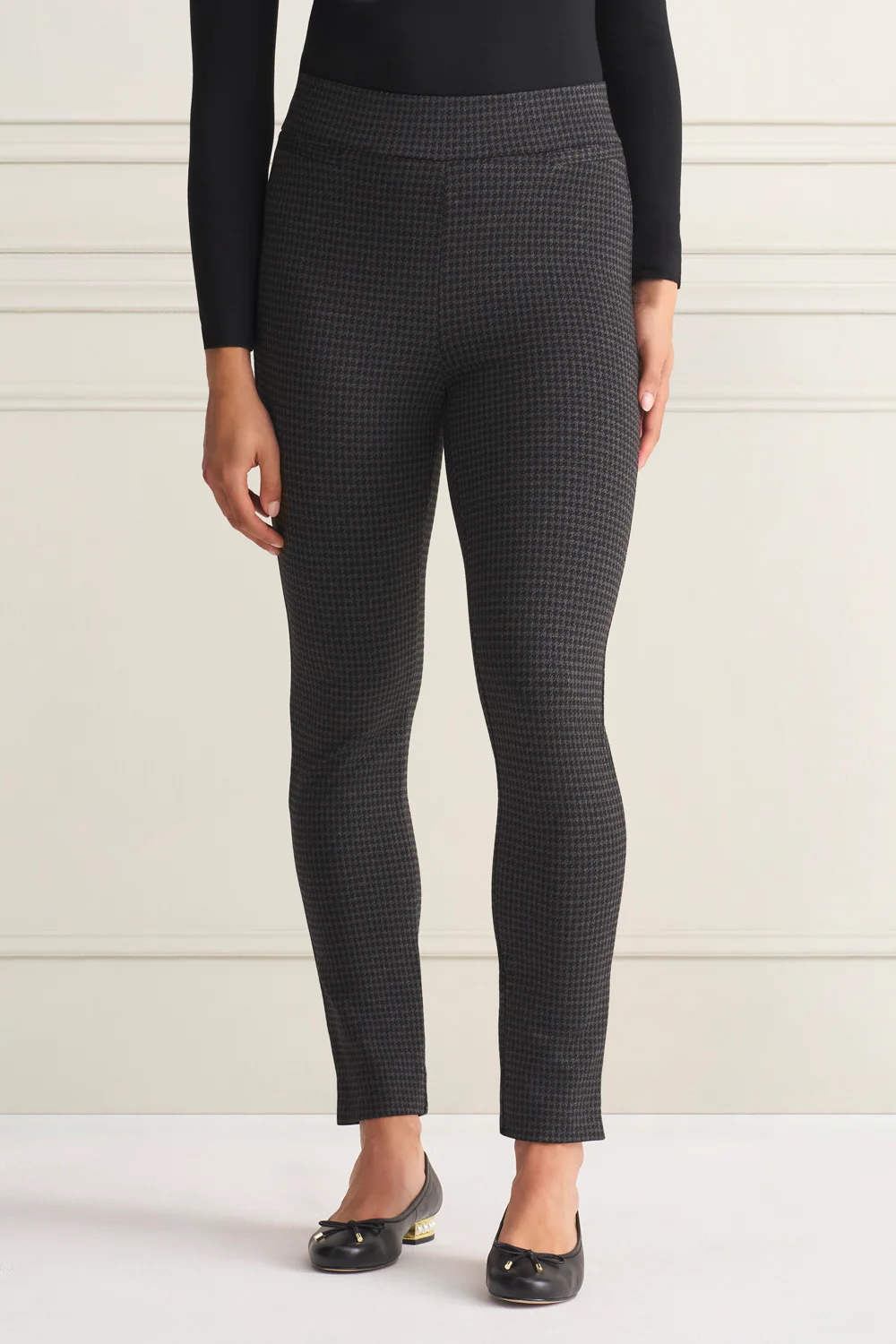 Houndstooth Ponte Pant - Charcoal Houndstooth - Skullriy