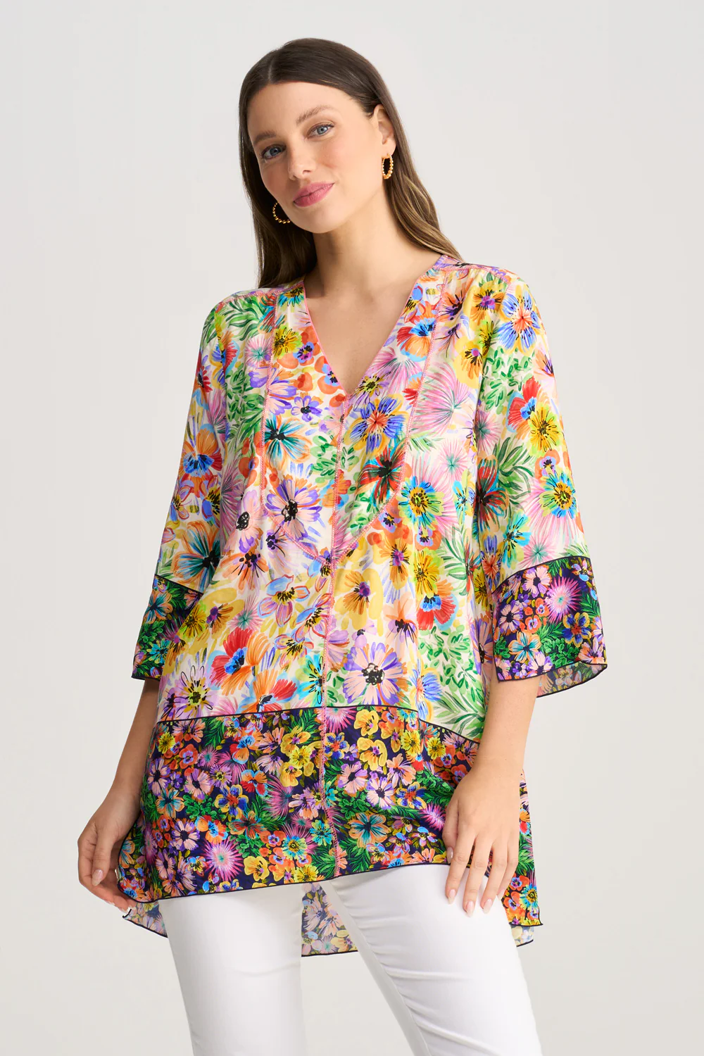 Top Stitch Kaftan - Flower Field Border - Skullriy