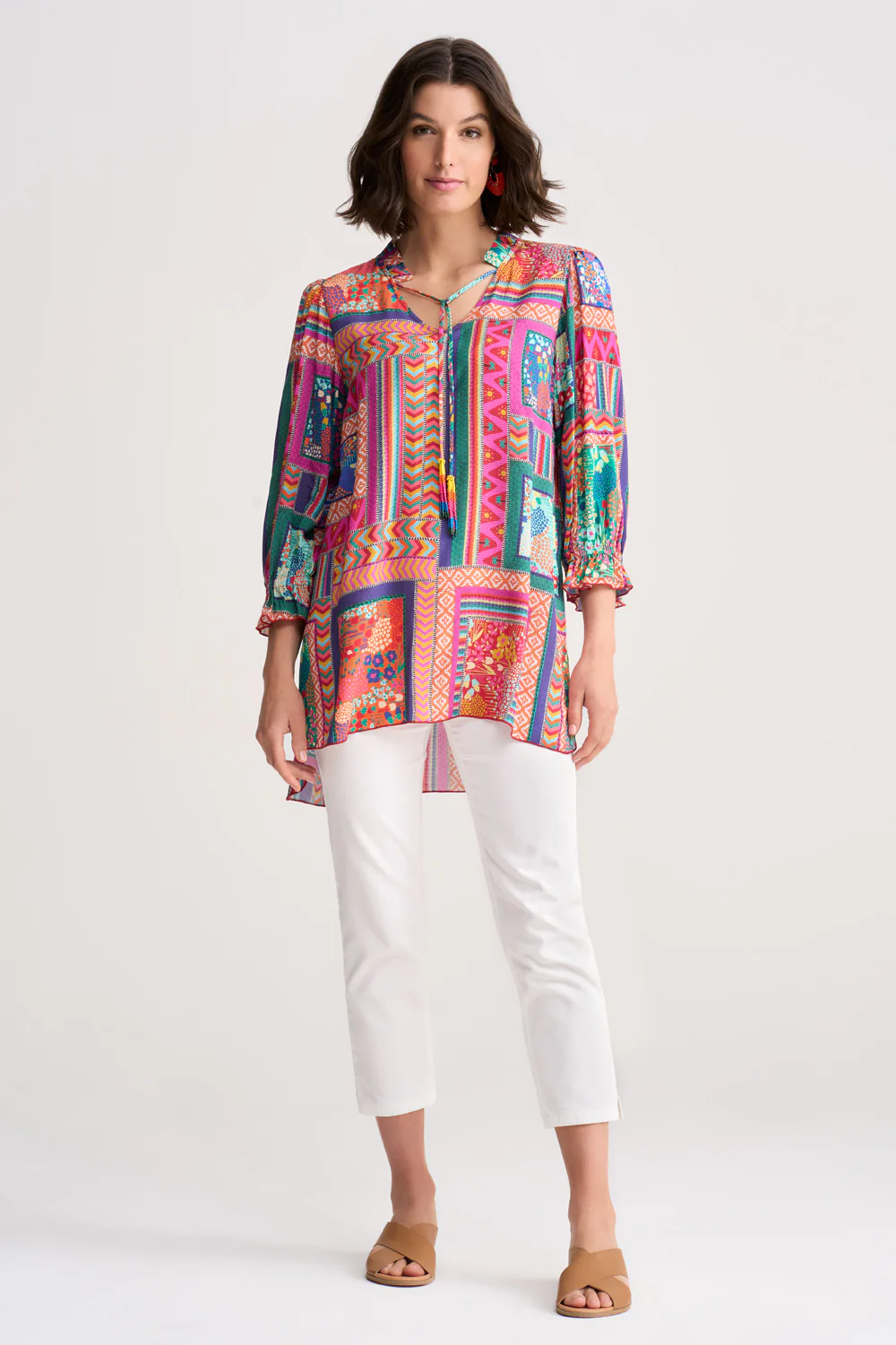 Beaded Tassel Kaftan - Tropical Patchwork - Skullriy
