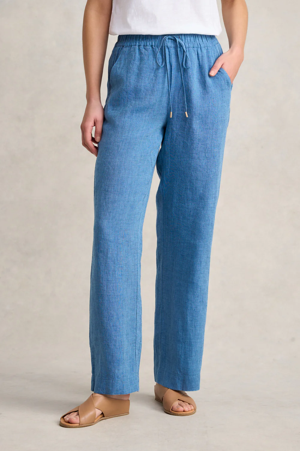Wide Leg Full Length Pant  C Denim Chambray - Skullriy