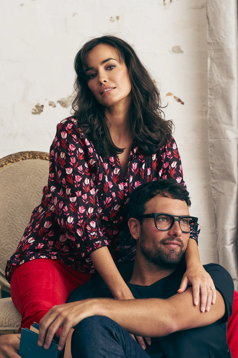 Cotton Silk Blouse - Tulips Print - Skullriy