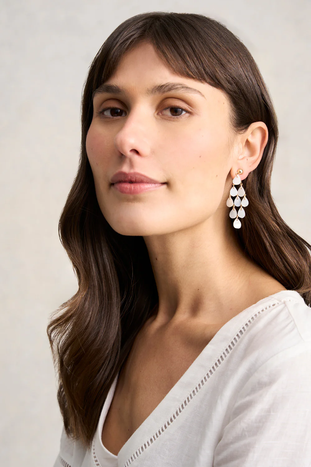 Blanchie Chandelier Earrings - White - Skullriy