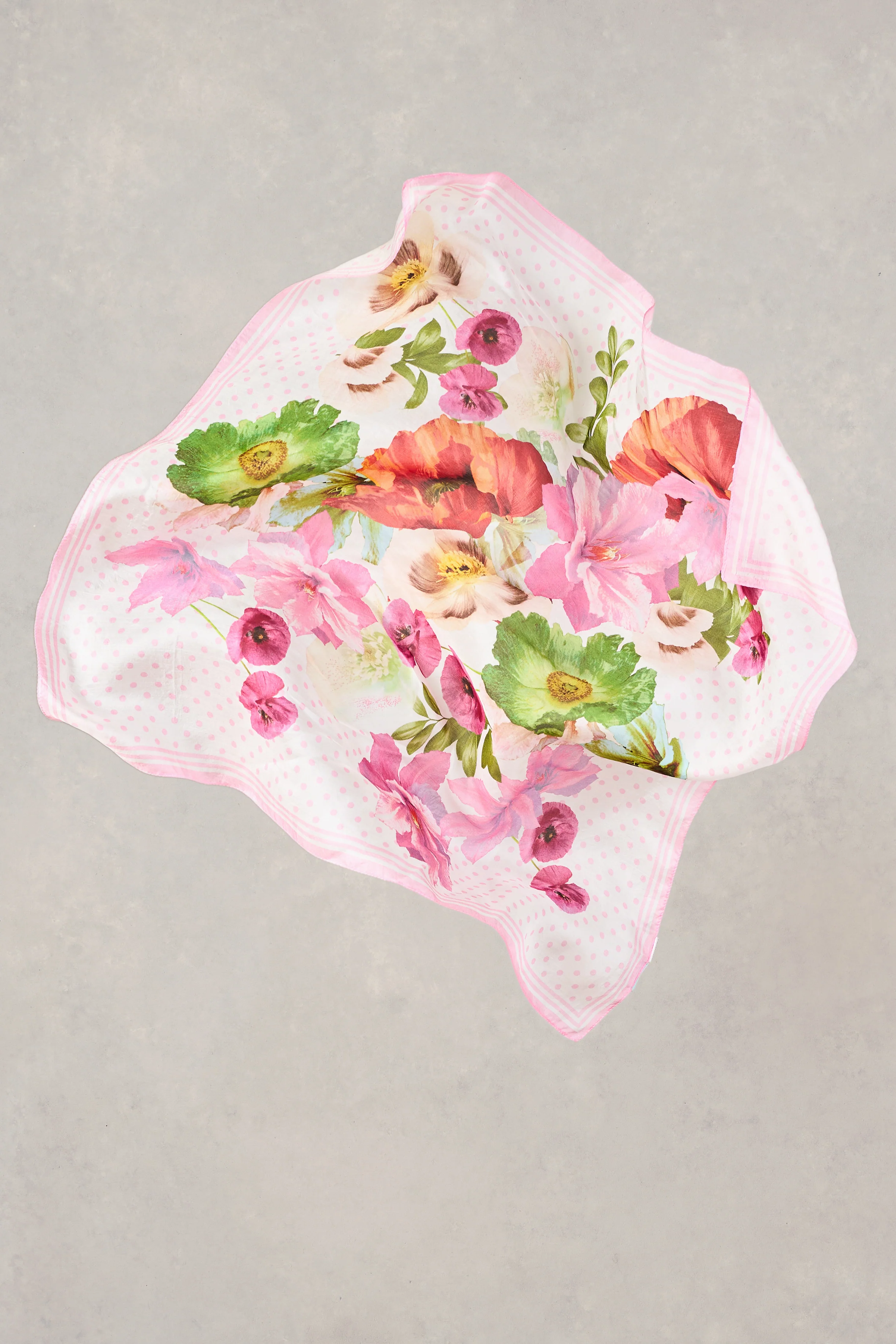 Multi Floral Silk Scarf - Multi - Skullriy