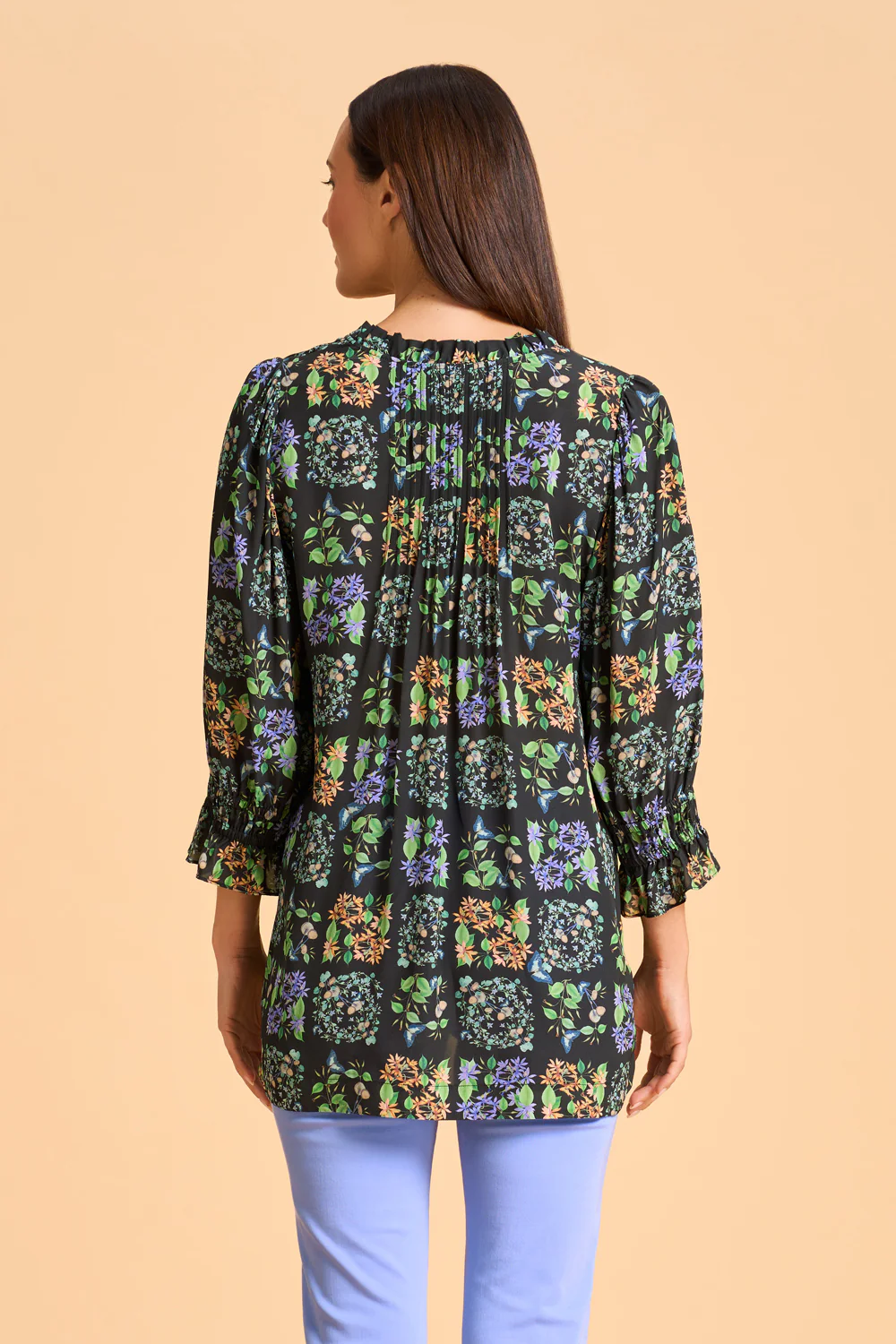 Printed Frill Detail Tunic - Butterfly Garden - Skullriy