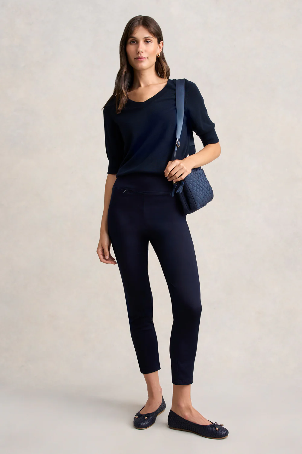 Zip Detail 7/8th Pant - Navy - Skullriy