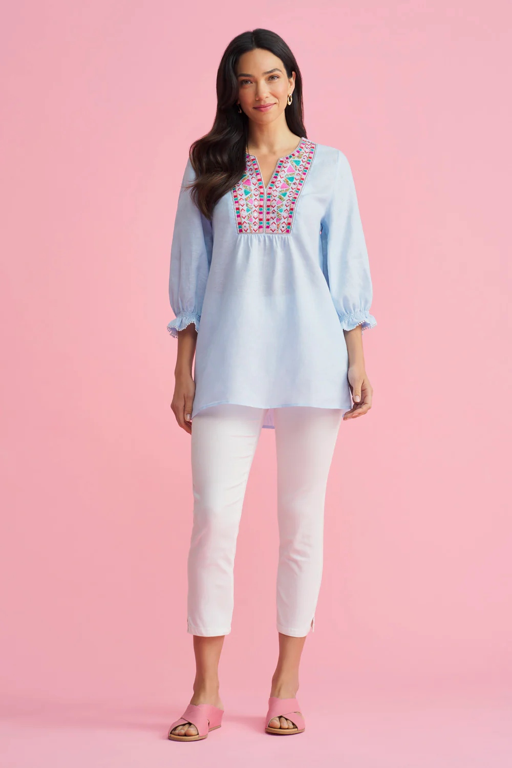 Embellished Tunic - Aqua Cross Dye - Skullriy