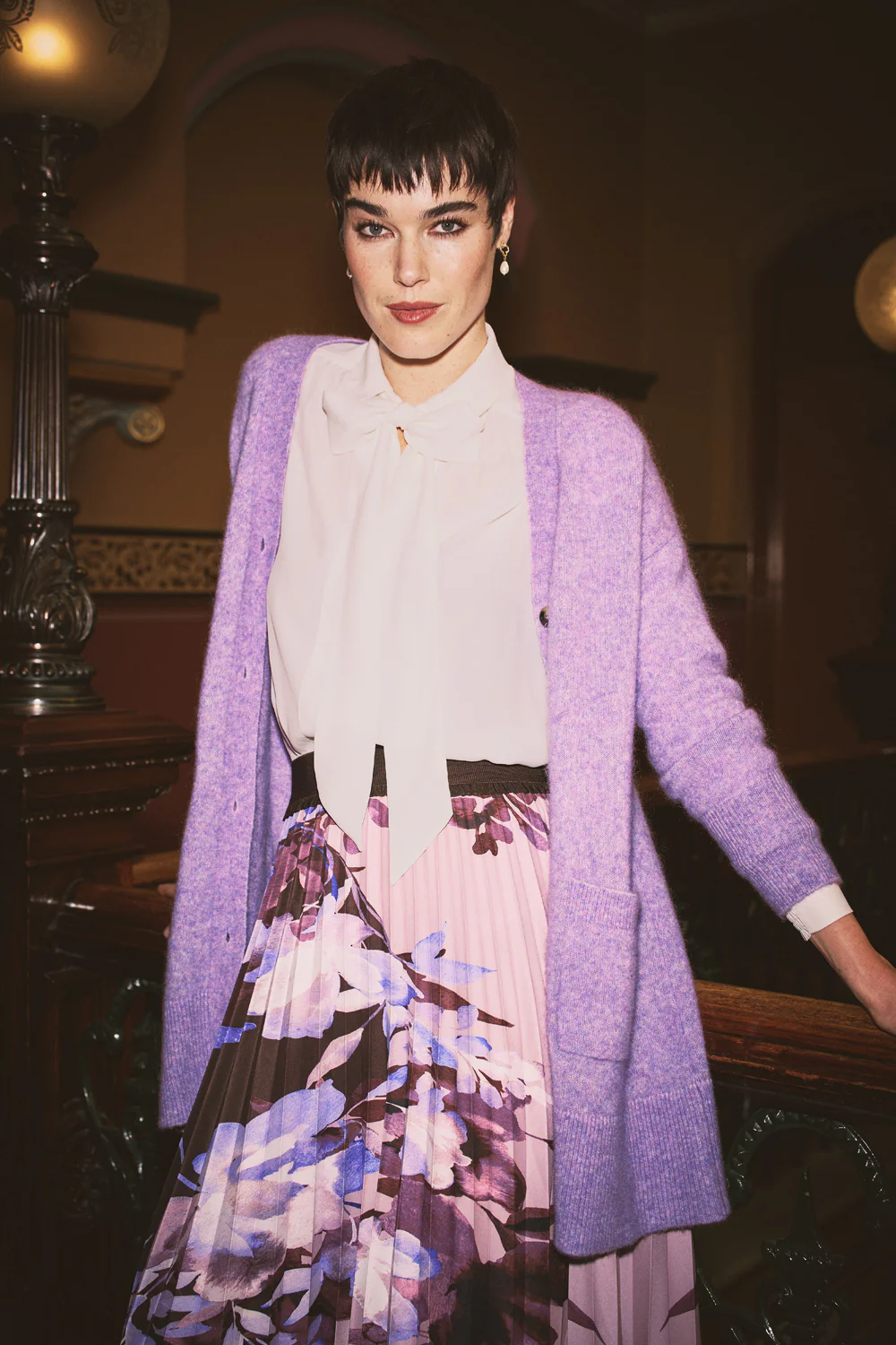 Button Through Mohair Cardigan - Violet - Skullriy