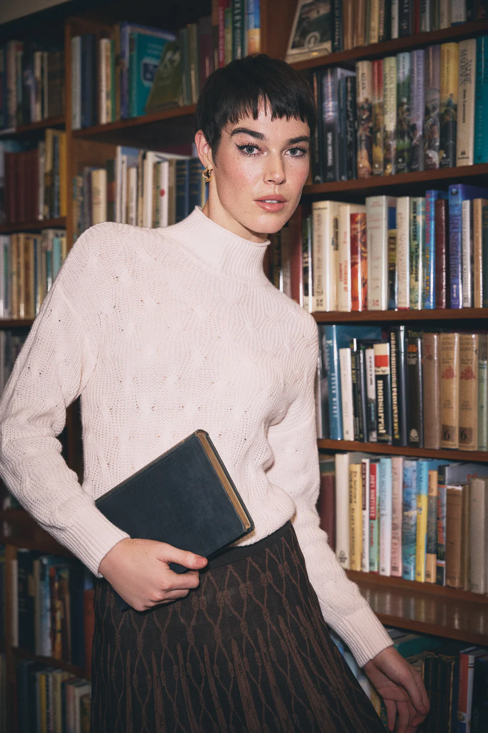 Cable Cotton Blend Jumper - Cream - Skullriy