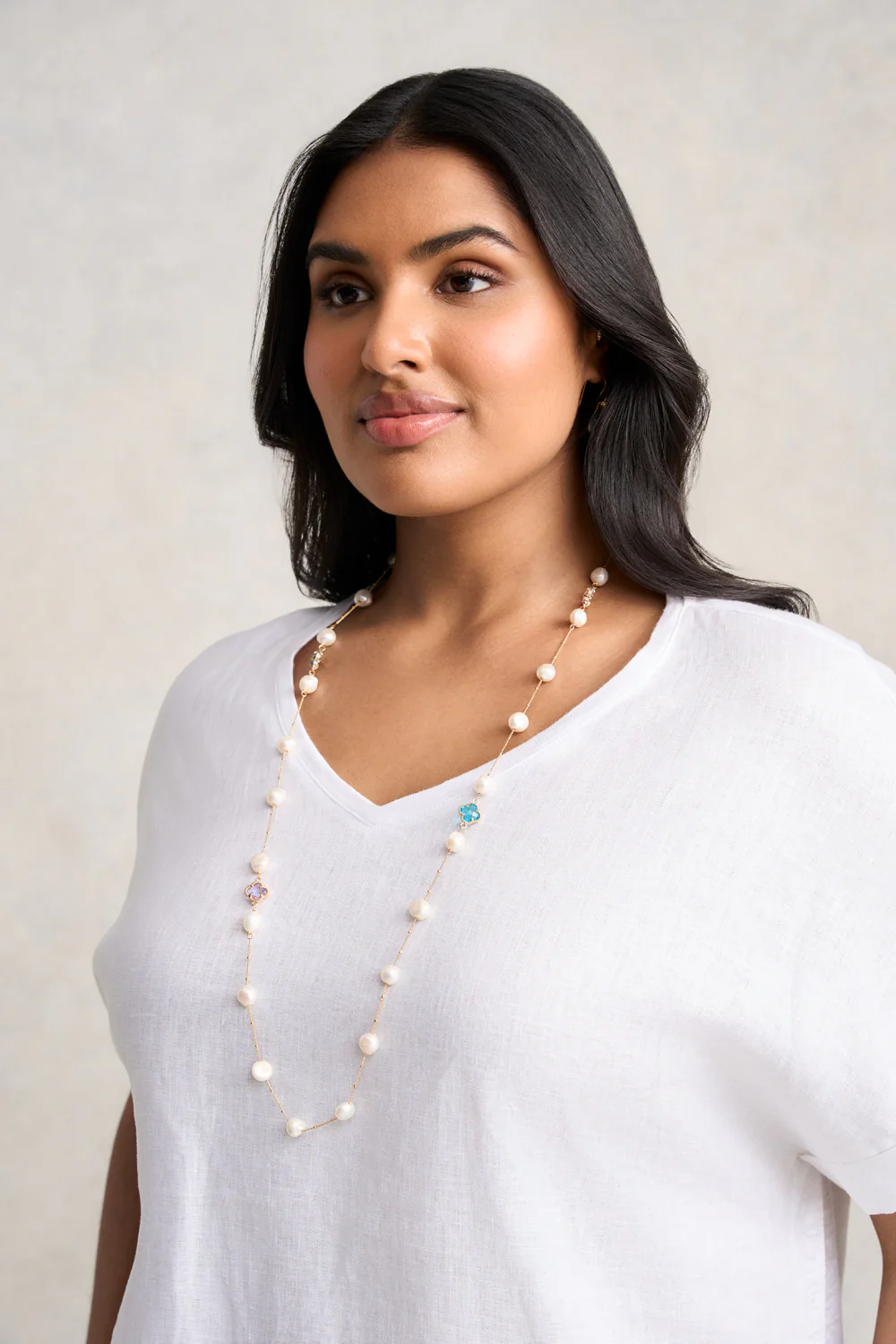 Pearl & Clover Necklace - Multi - Skullriy