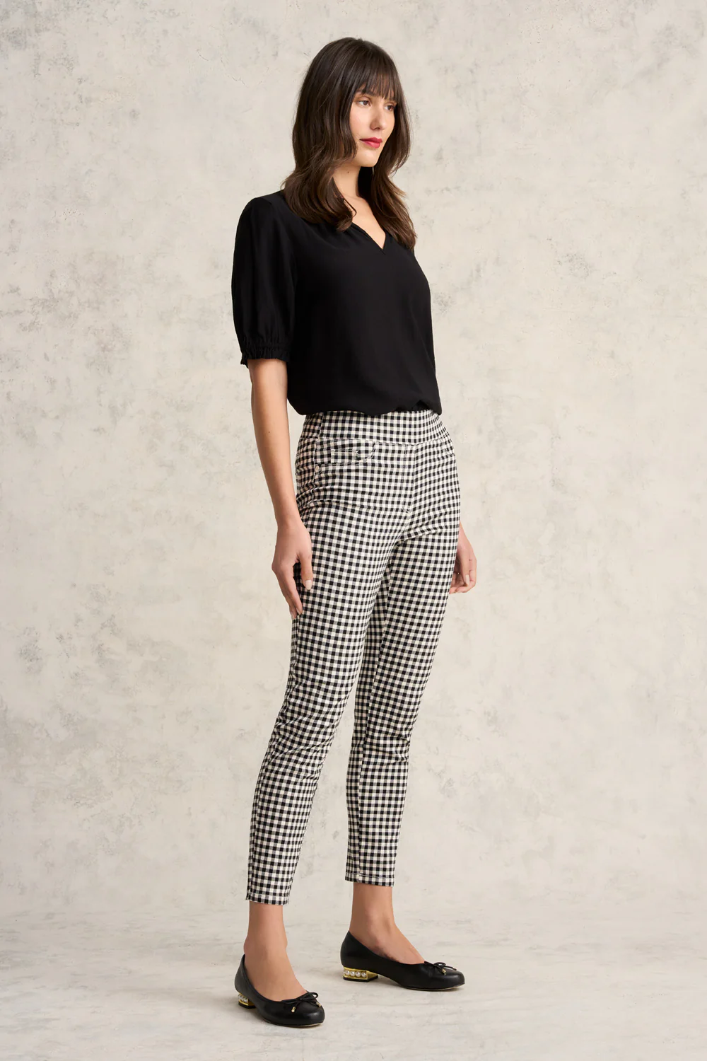 Bengajean  7/8th Skinny Leg - Black & Ecru Gingham - Skullriy