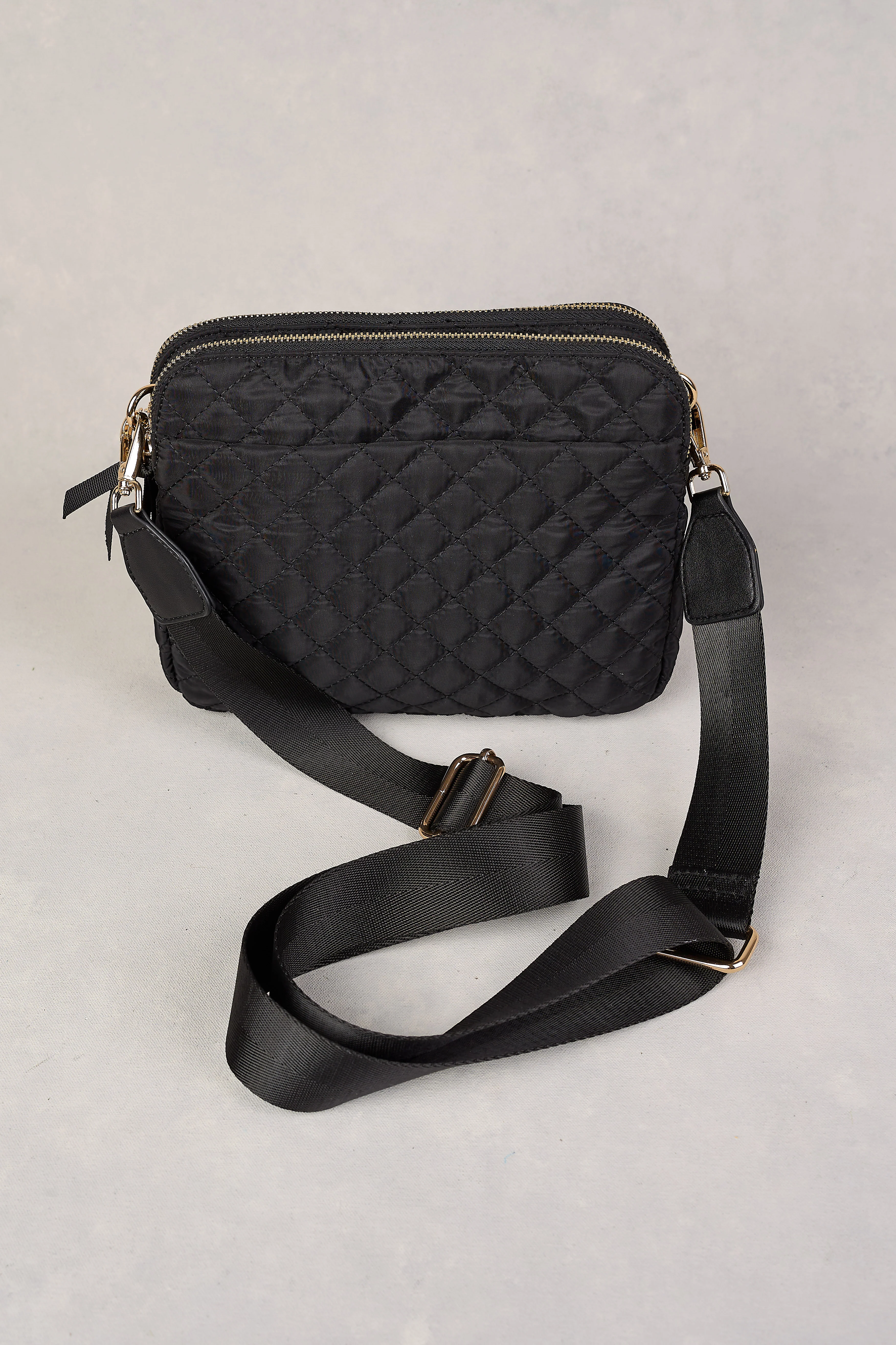 Naomi Quilted Crossbody Bag - Black - Skullriy
