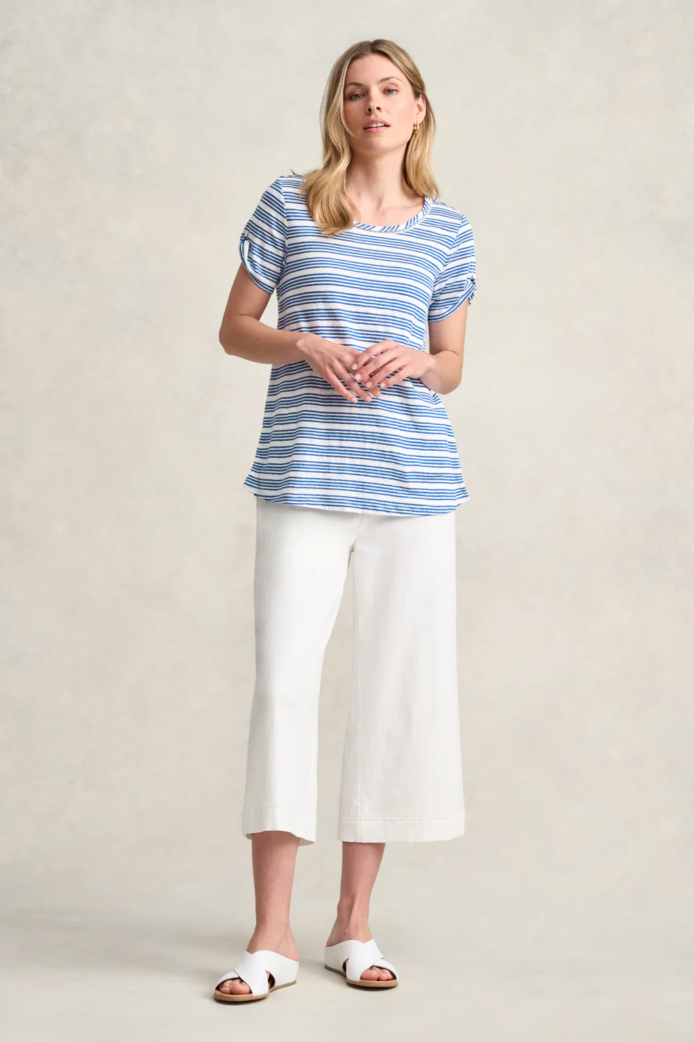 Stripe Linen Tee - Blue Multi Stripe - Skullriy