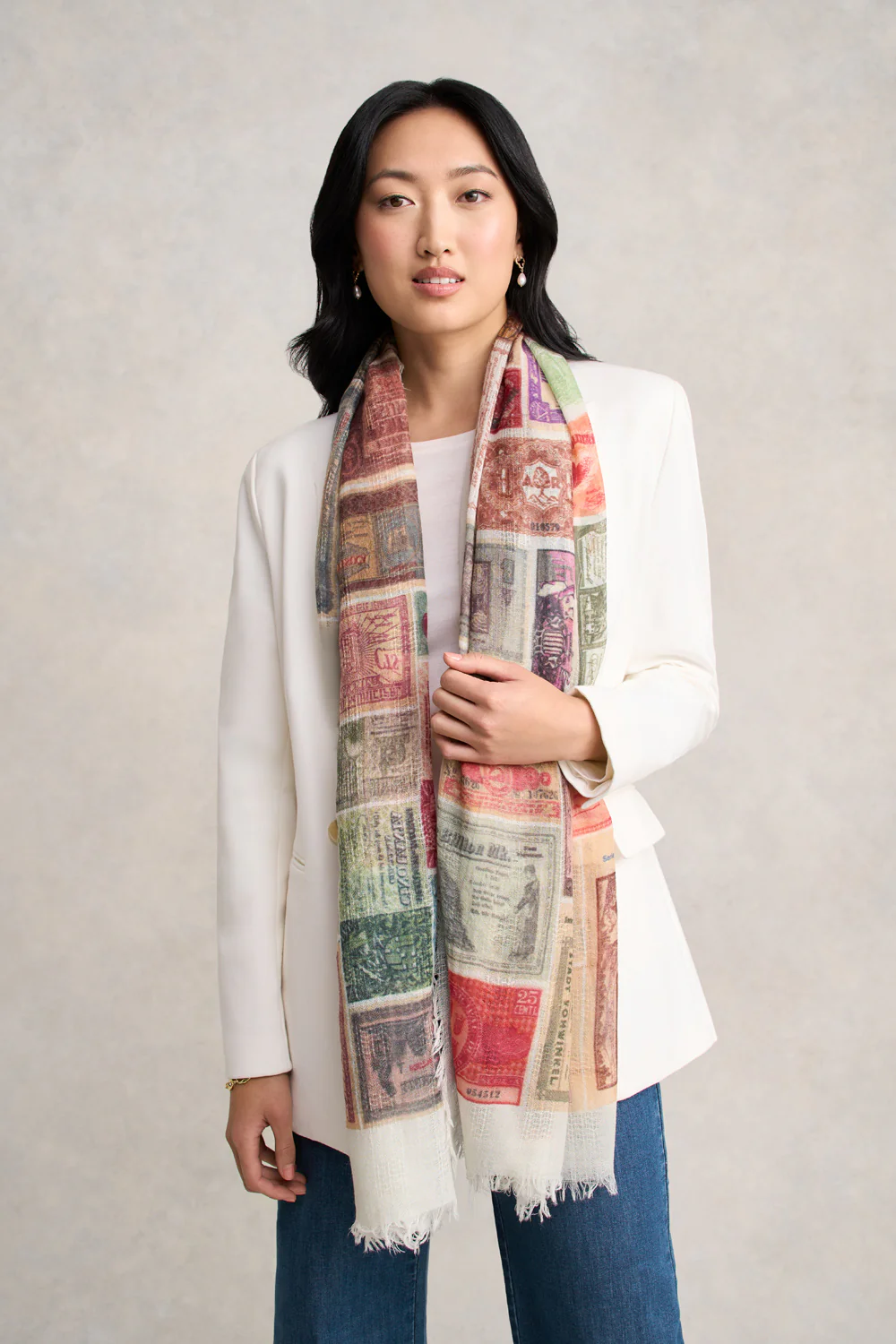 Vintage Stamp Scarf  C Multicolour - Skullriy