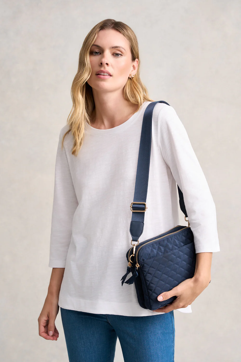 Naomi Quilted Crossbody Bag - Navy - Skullriy